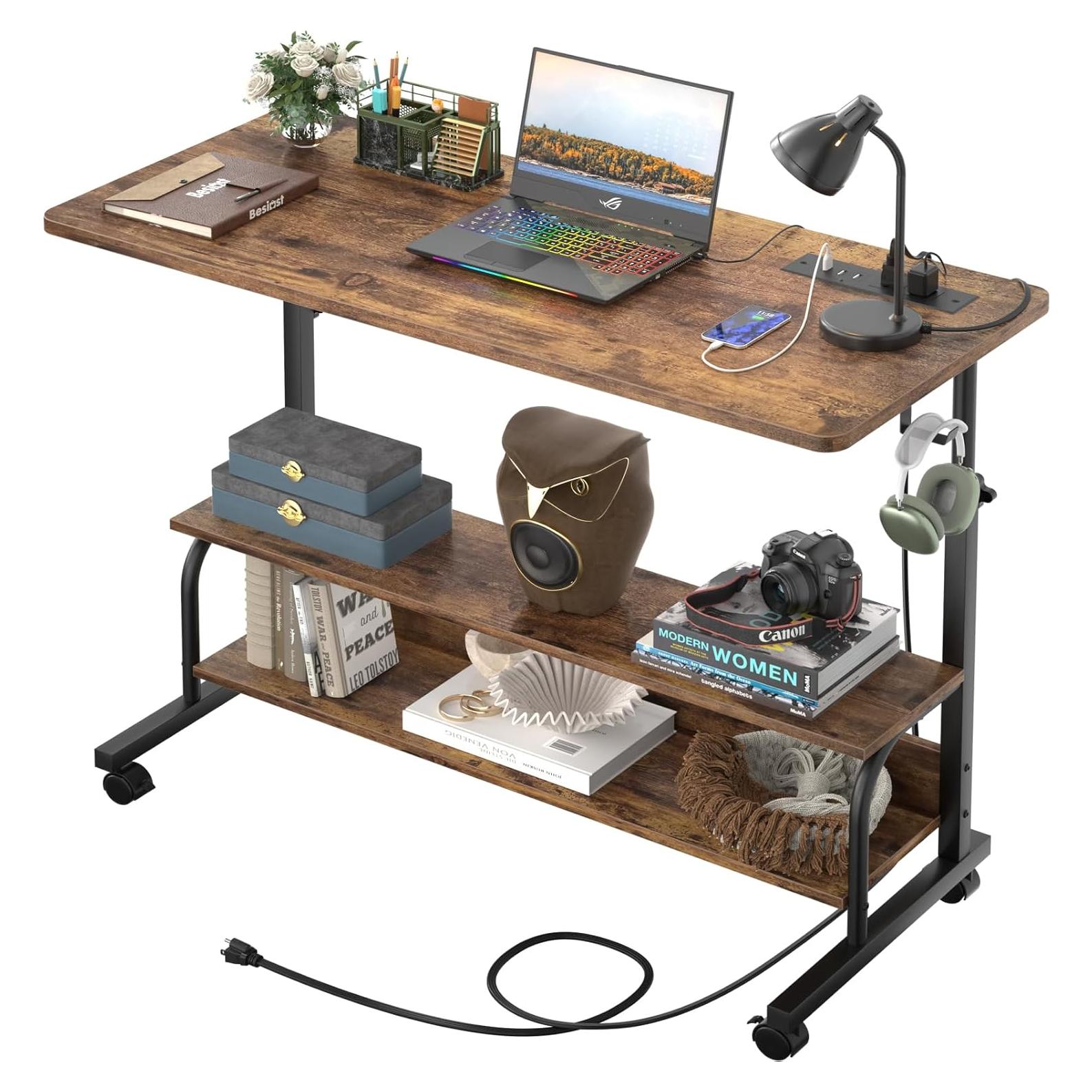 Escritorio de pie ajustable Besiost 39" con tomacorrientes