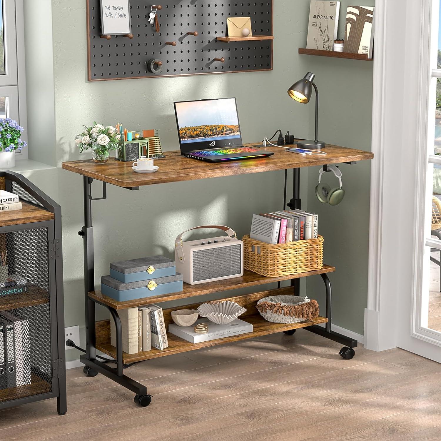 Escritorio de pie ajustable Besiost 39" con tomacorrientes