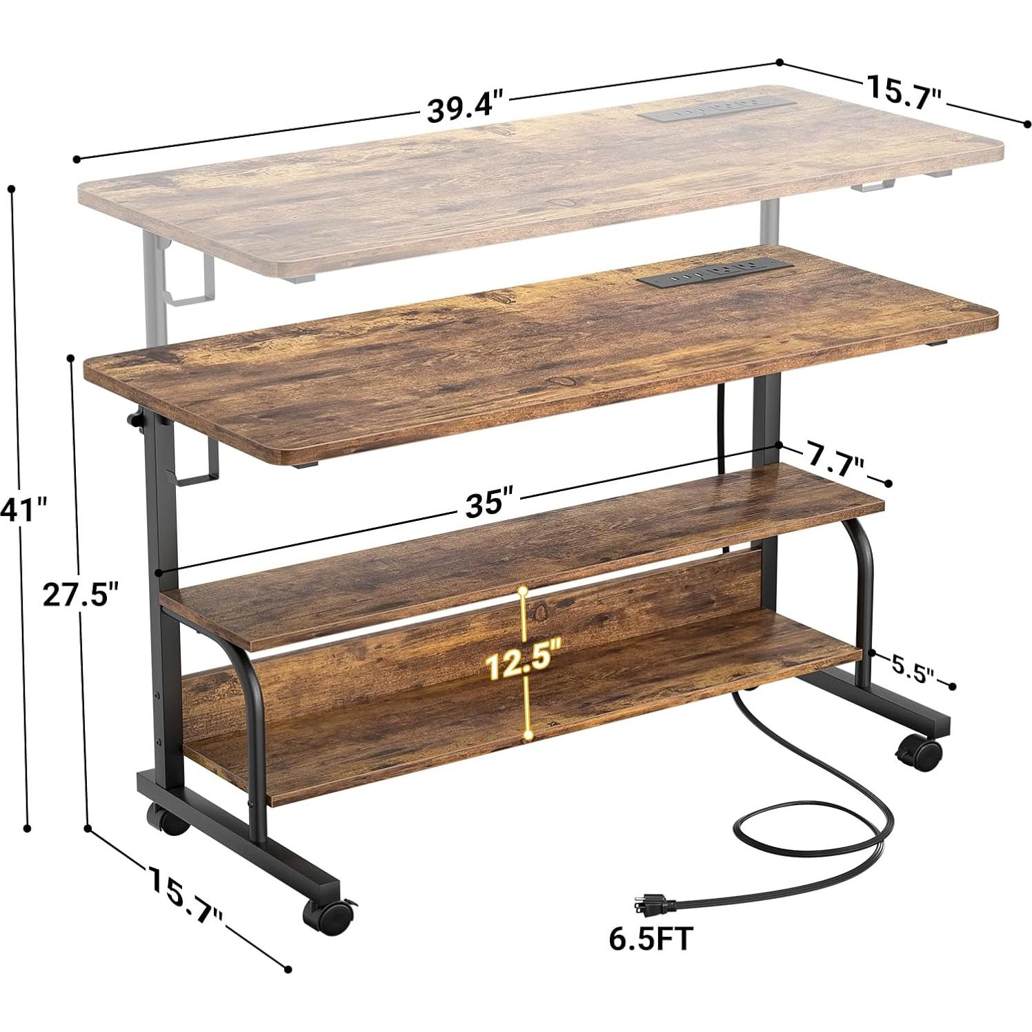 Escritorio de pie ajustable Besiost 39" con tomacorrientes