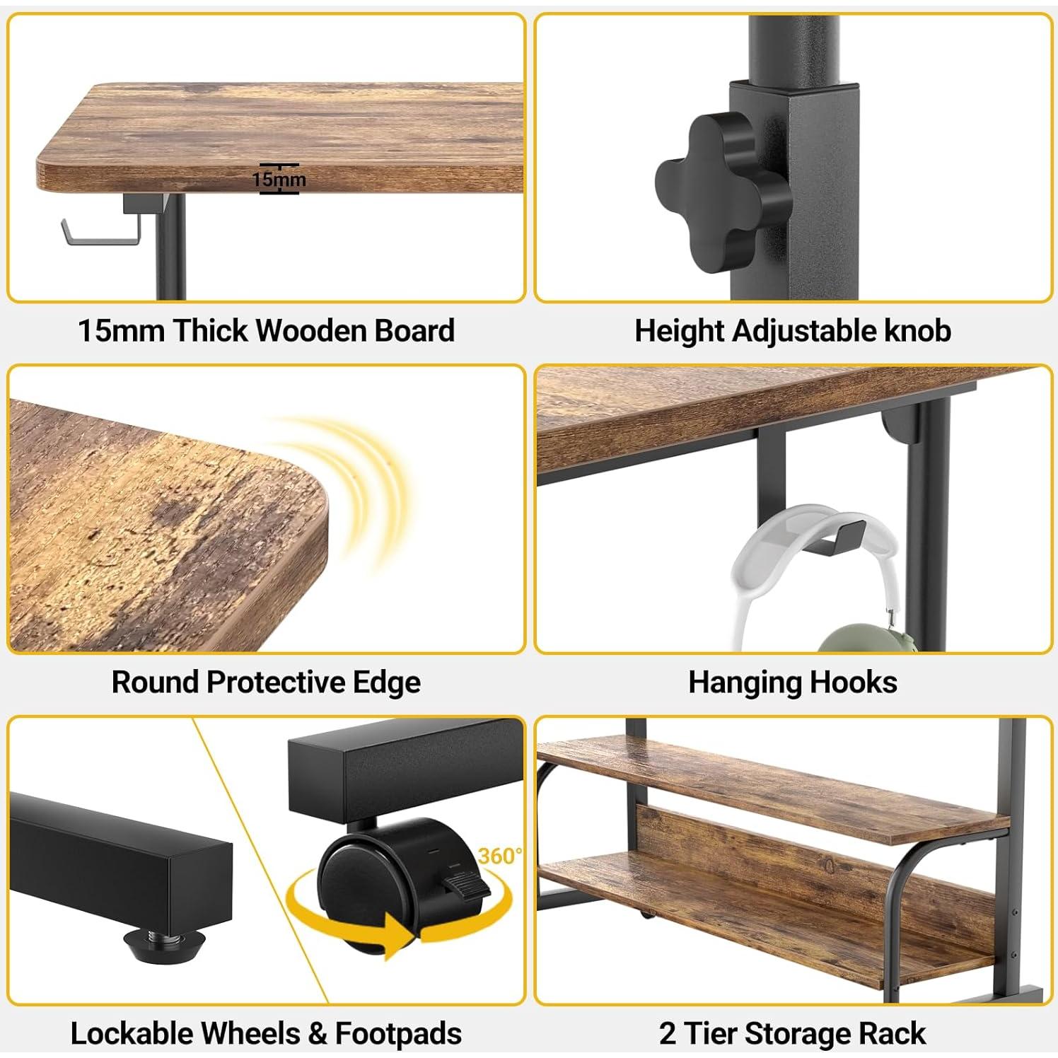 Escritorio de pie ajustable Besiost 39" con tomacorrientes
