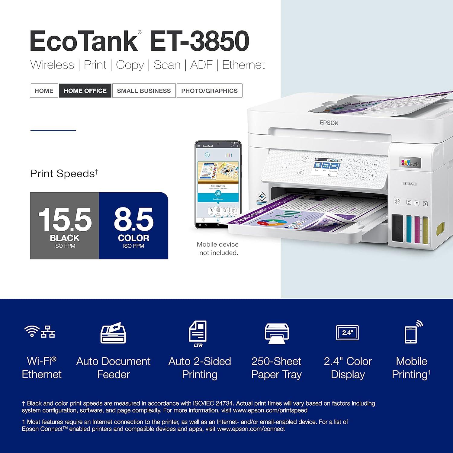 Impresora Multifuncional Epson EcoTank ET-3850 Inalámbrica