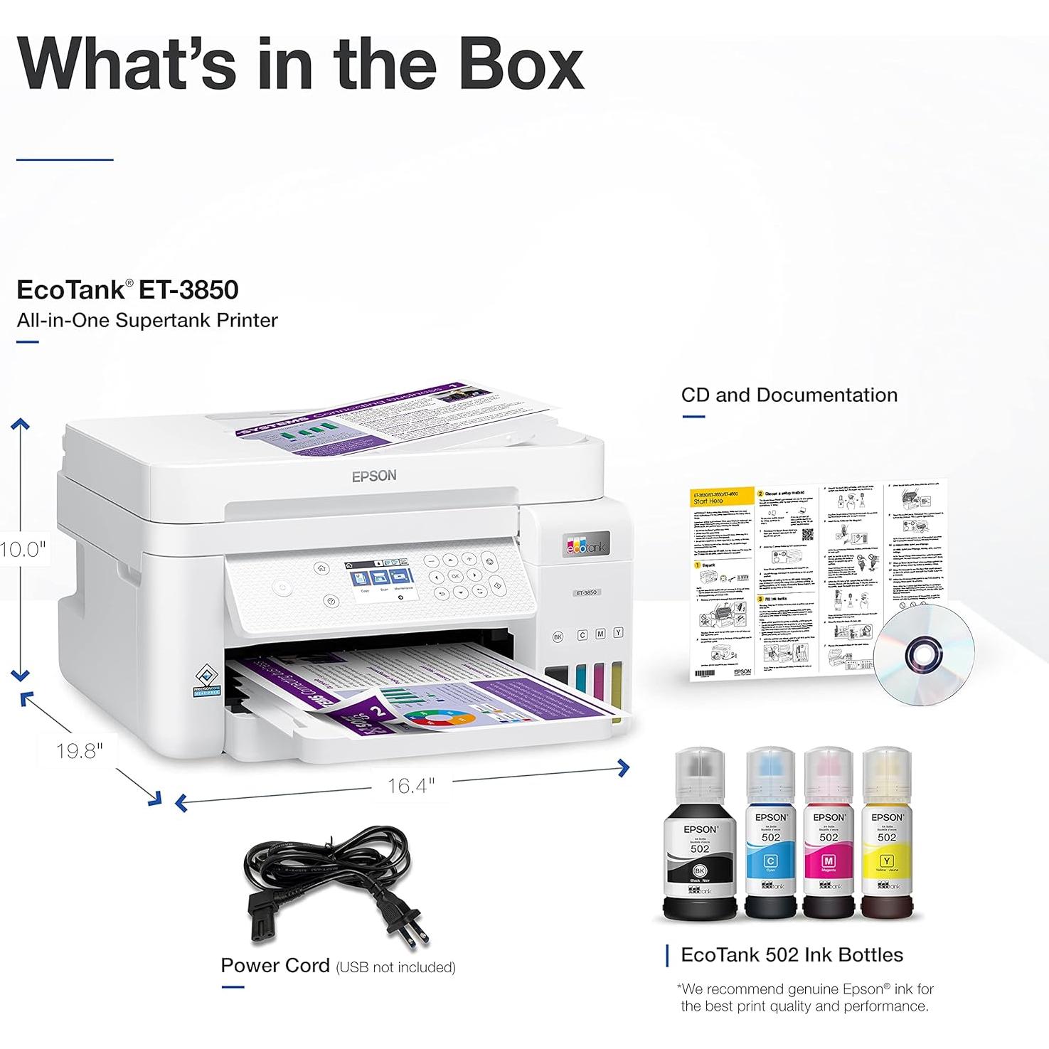 Impresora Multifuncional Epson EcoTank ET-3850 Inalámbrica