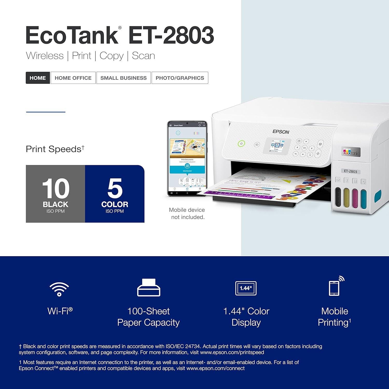 Impresora Todo-en-Uno Inalámbrica Epson EcoTank ET-2803