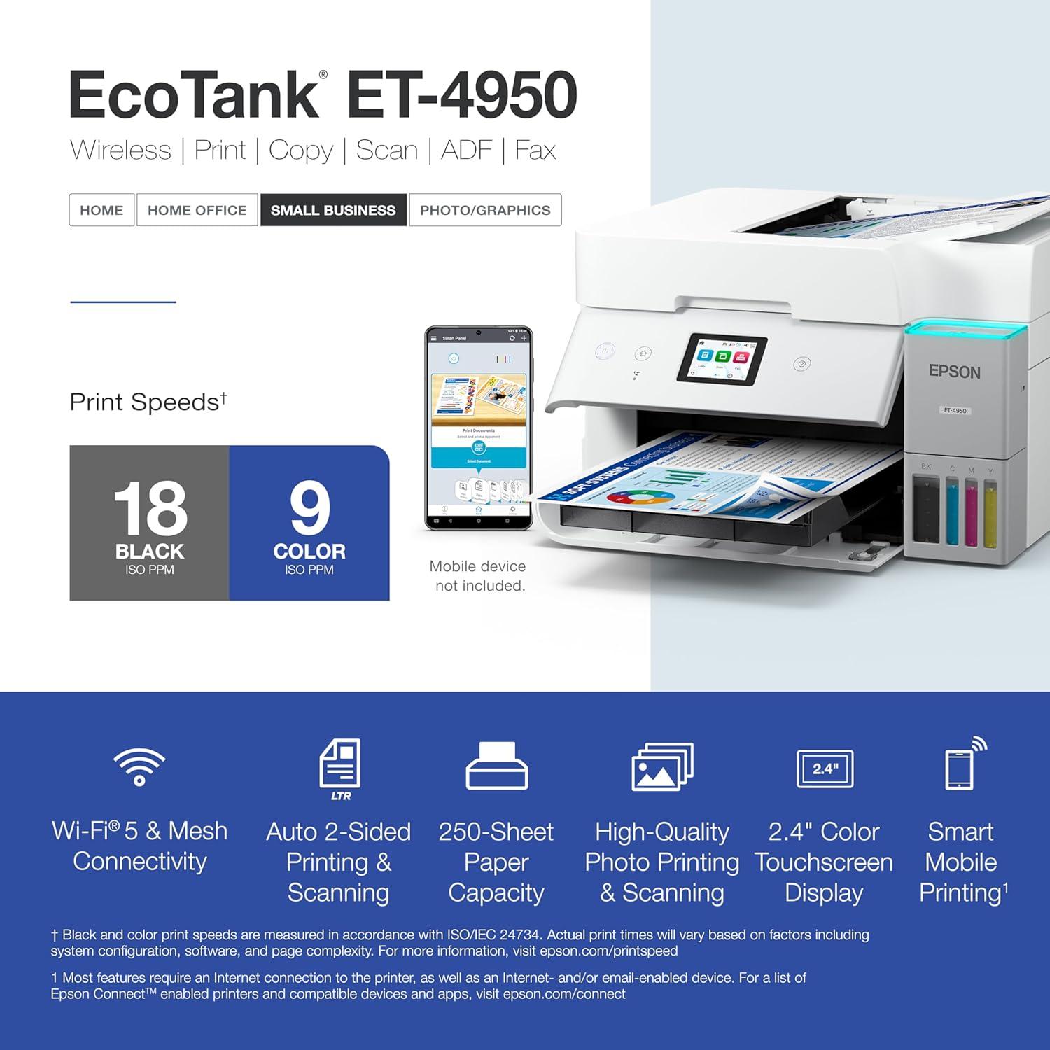 Impresora Multifuncional Epson EcoTank ET-4950 Inalámbrica