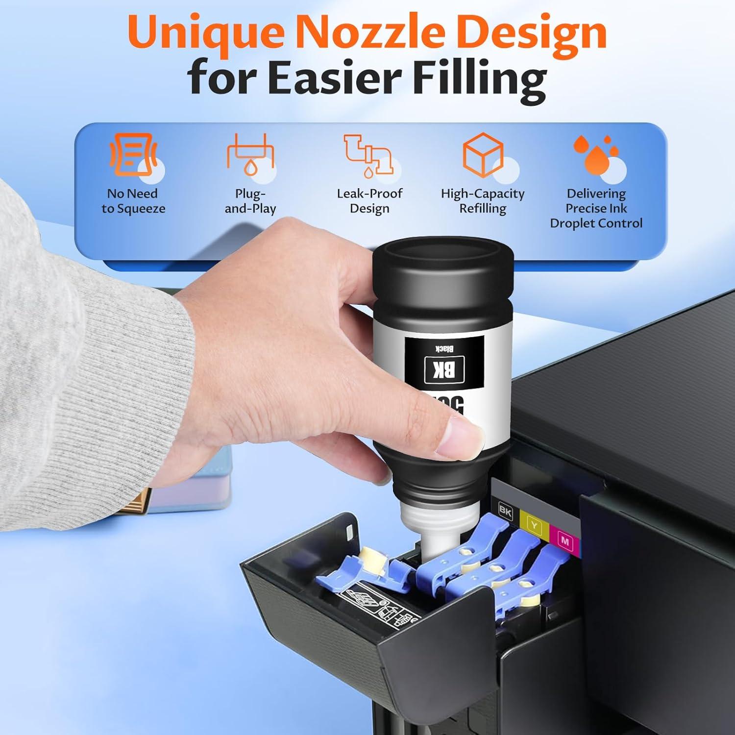 Botellas de Tinta de Recarga 502 QIOCKTO - Paquete de 5