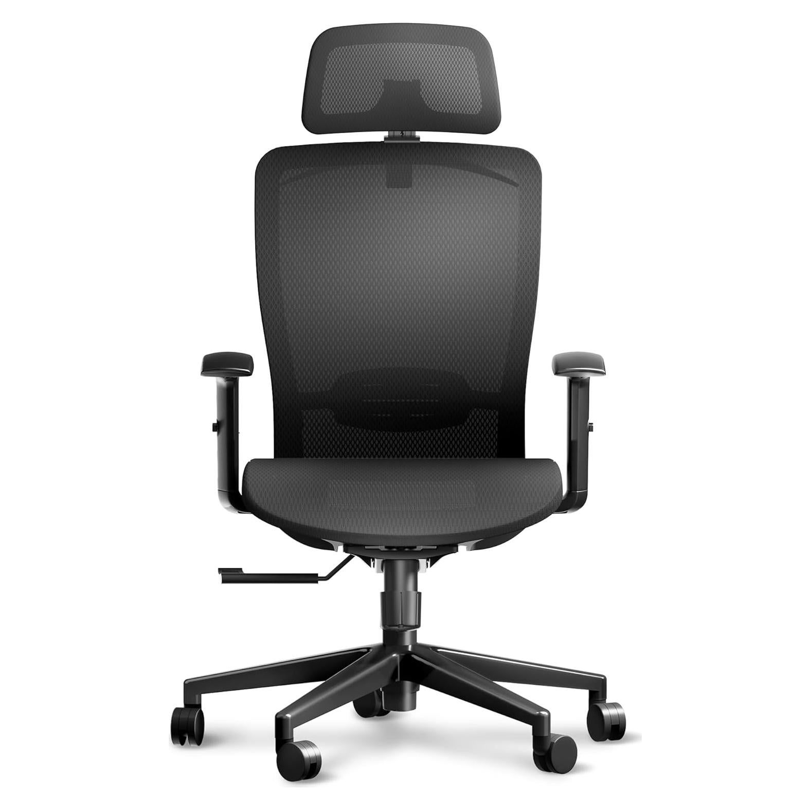 Silla de Oficina Ergonómica FitStand ErgoChair Pro, Soporte Lumbar Ajustable, Carga 136kg, Malla Transpirable, Negro