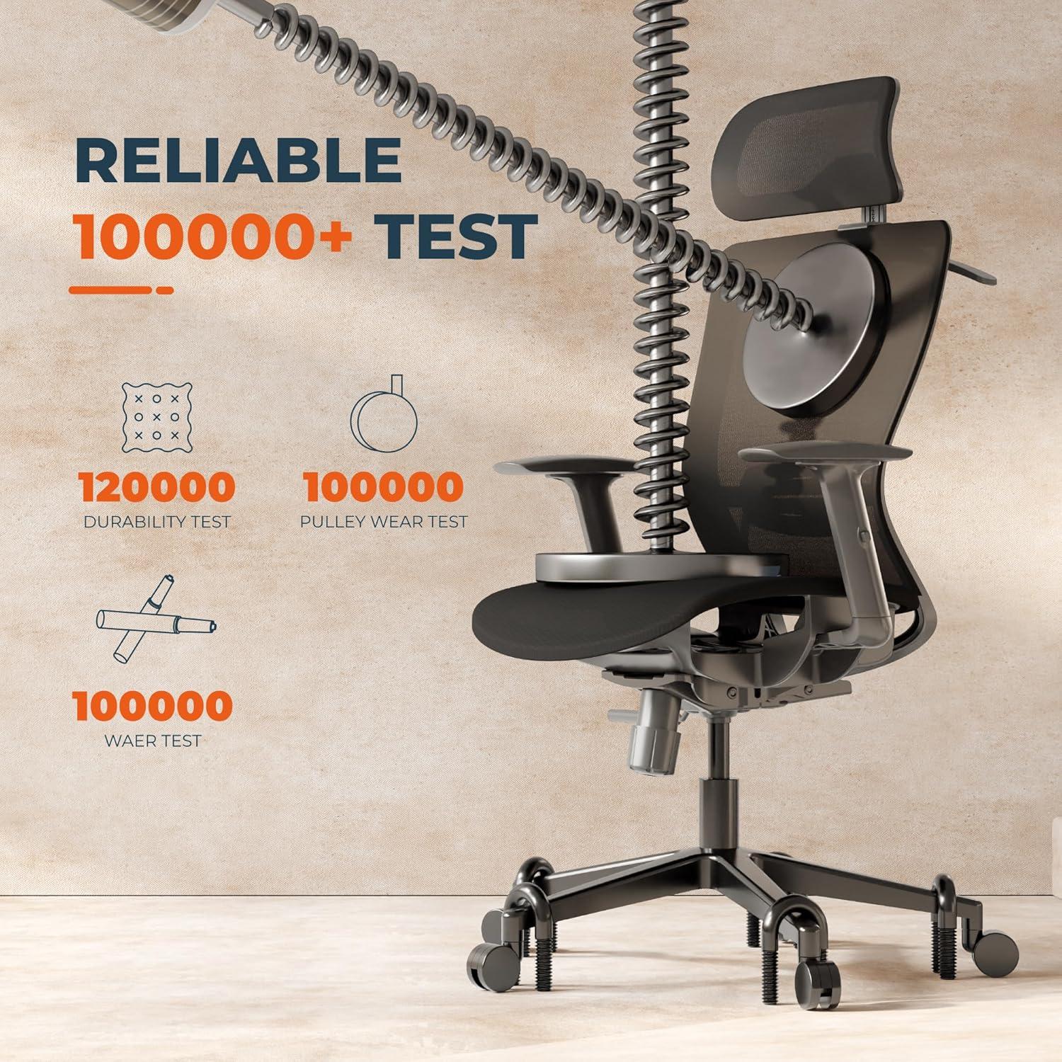 Silla de Oficina Ergonómica FitStand ErgoChair Pro, Soporte Lumbar Ajustable, Carga 136kg, Malla Transpirable, Negro