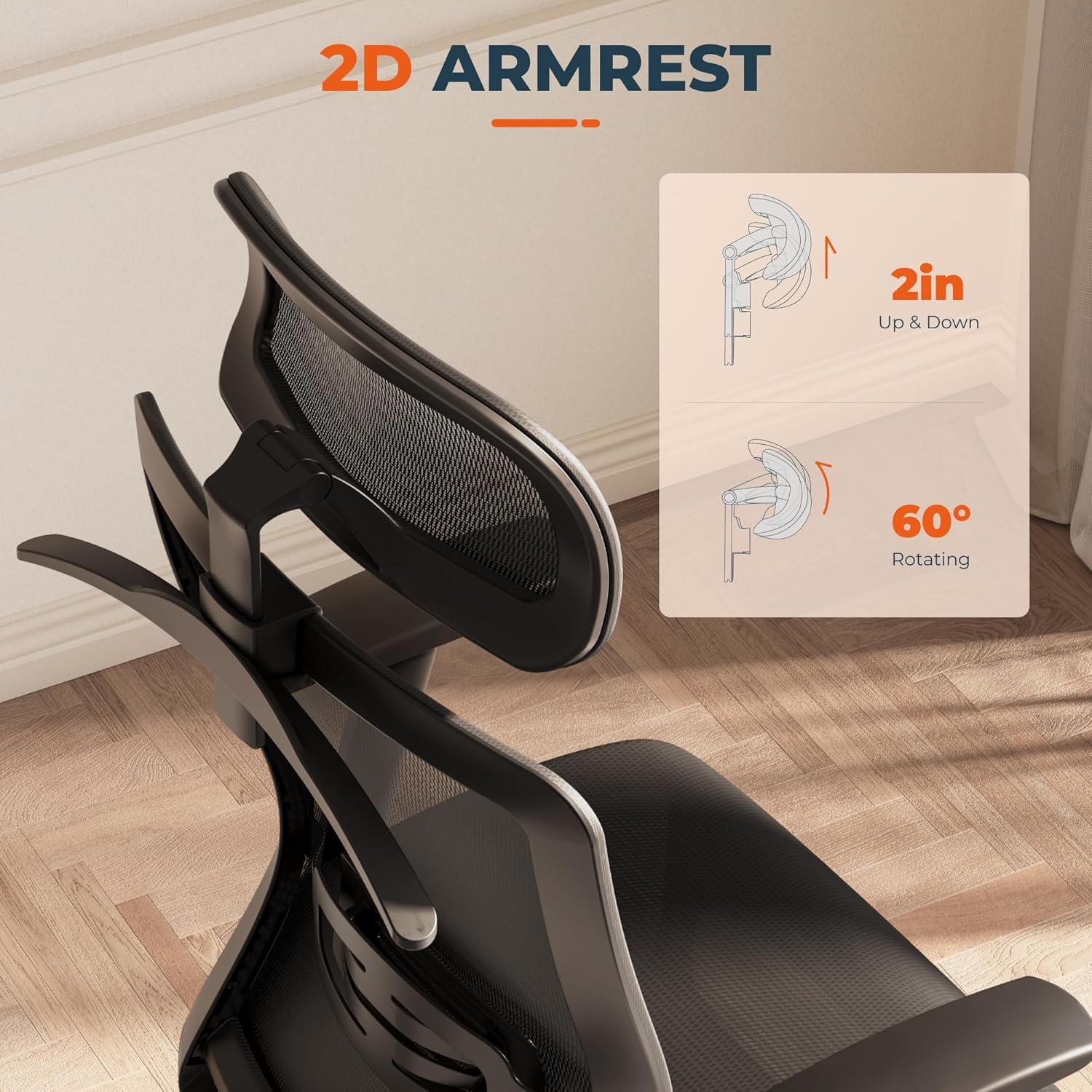 Silla de Oficina Ergonómica FitStand ErgoChair Pro, Soporte Lumbar Ajustable, Carga 136kg, Malla Transpirable, Negro