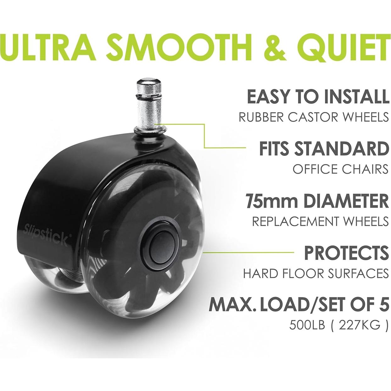 Ruedas de silla de oficina Slipstick 3" Rollerblade - Juego de 5