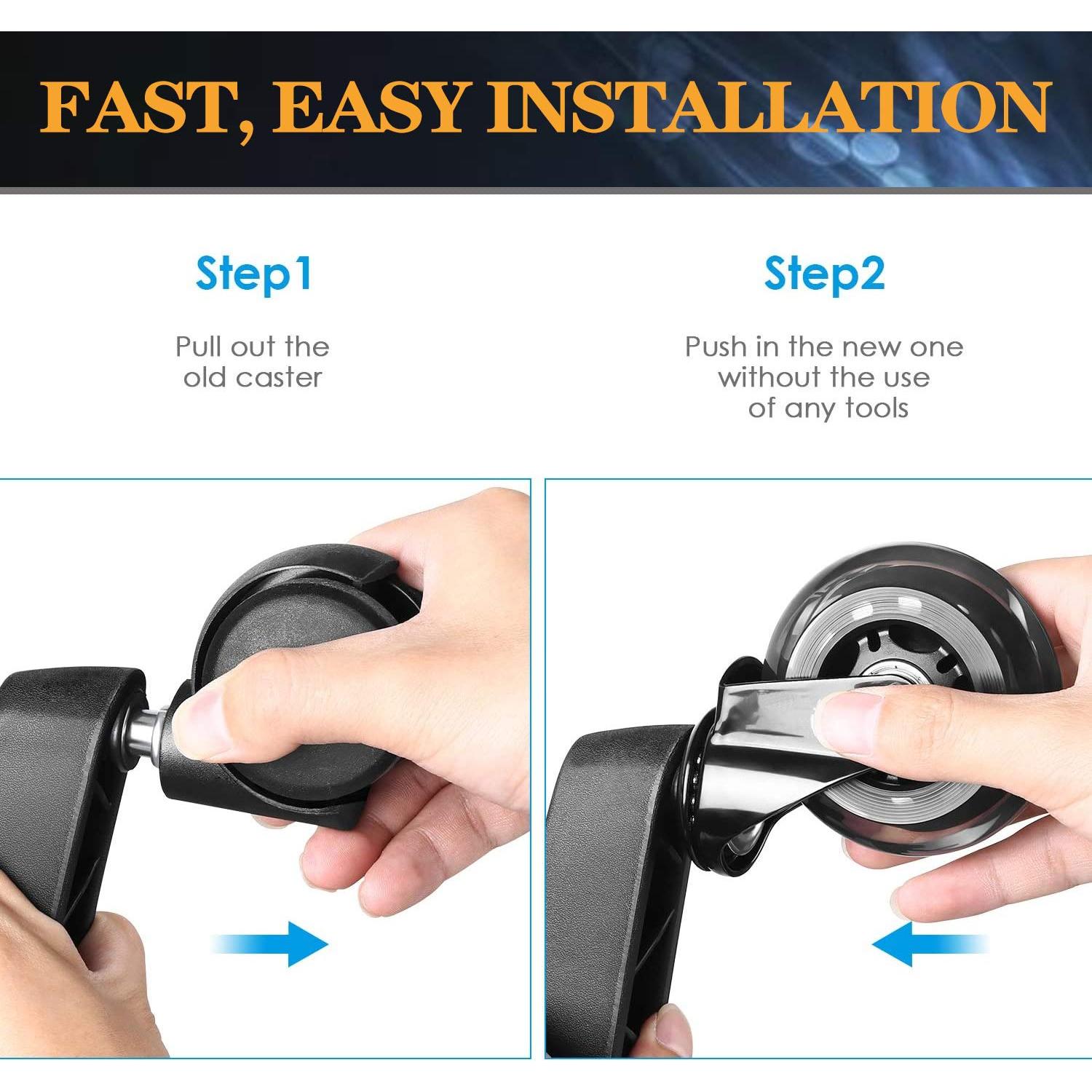 Ruedas de Silla de Oficina HOSALI 3" Goma Suave Juego de 5