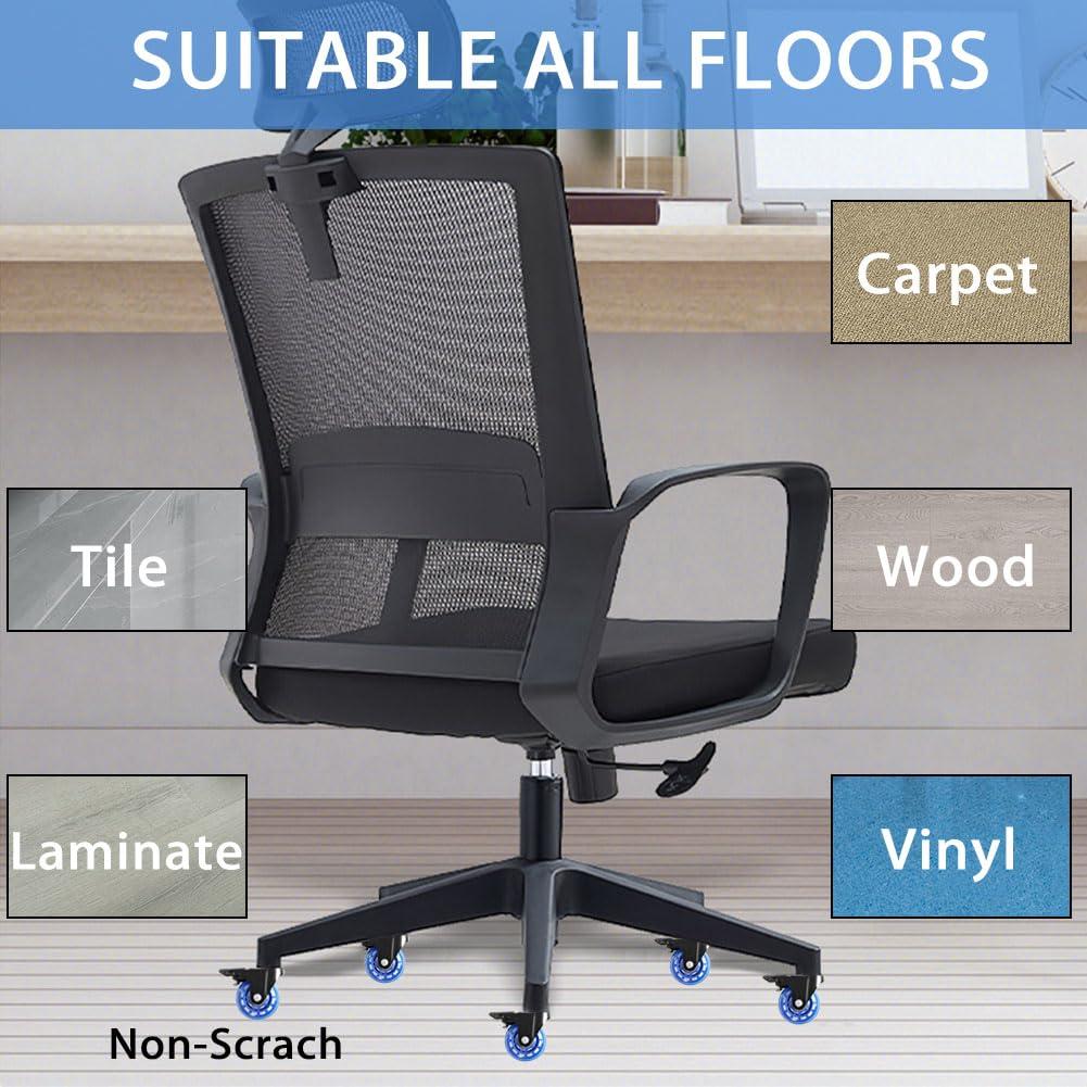 Ruedas de Silla de Oficina ANPTGHT con Freno Azul Set de 5