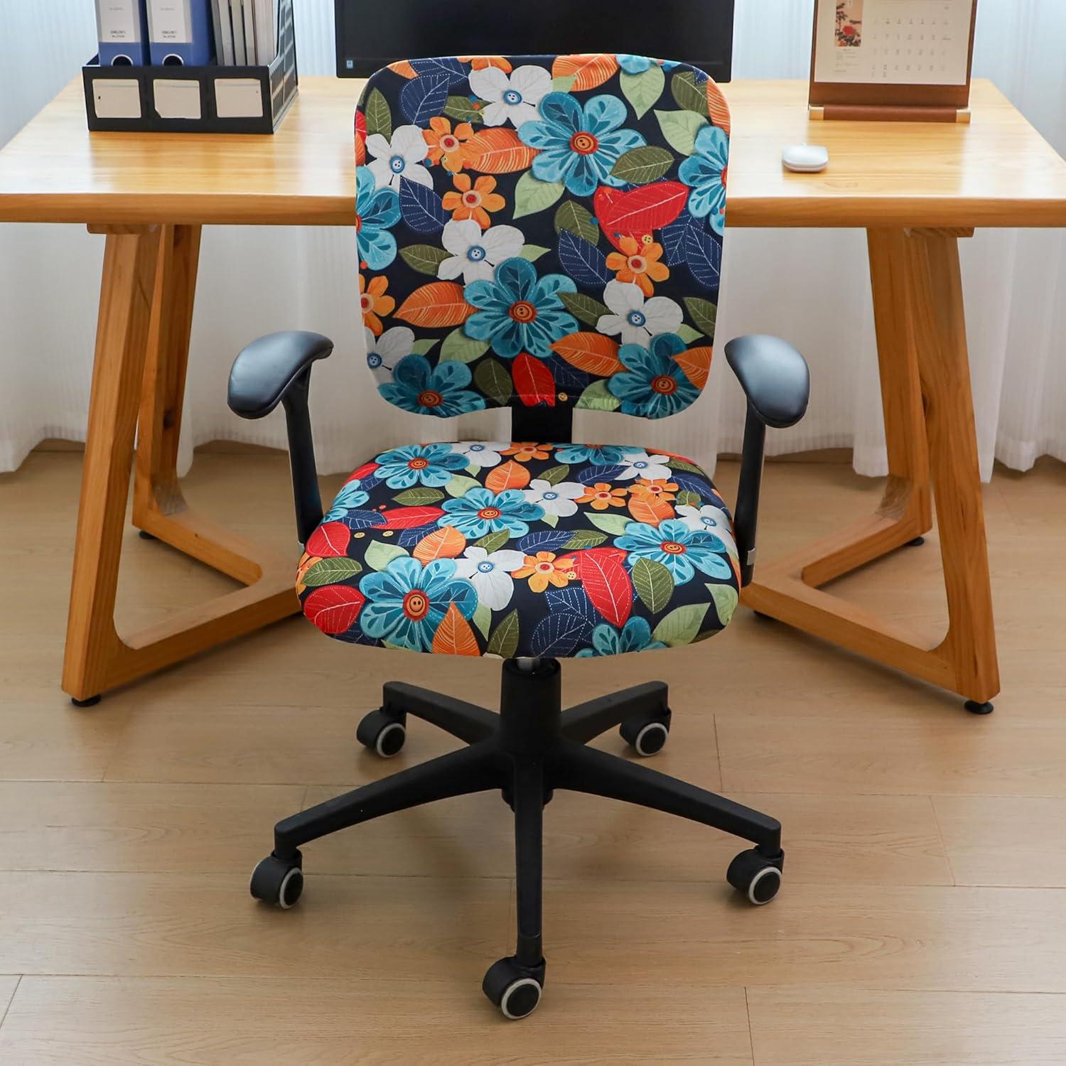 Fundas de Silla de Oficina Divididas FORCHEER Flores Lujosas