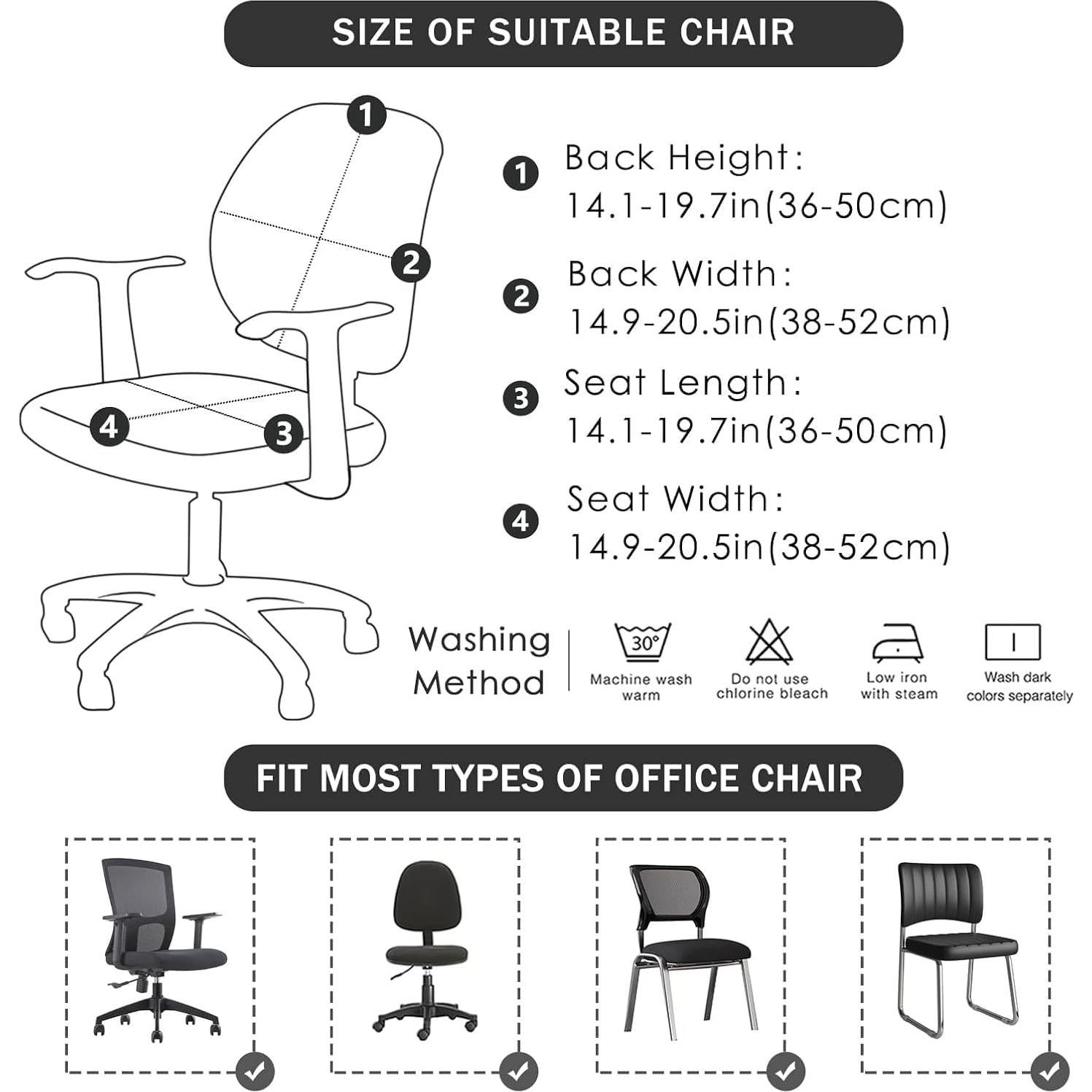 Fundas de Silla de Oficina Divididas FORCHEER Flores Lujosas