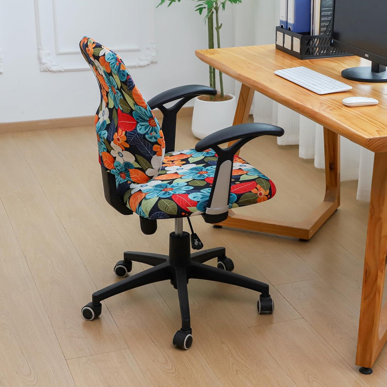 Fundas de Silla de Oficina Divididas FORCHEER Flores Lujosas