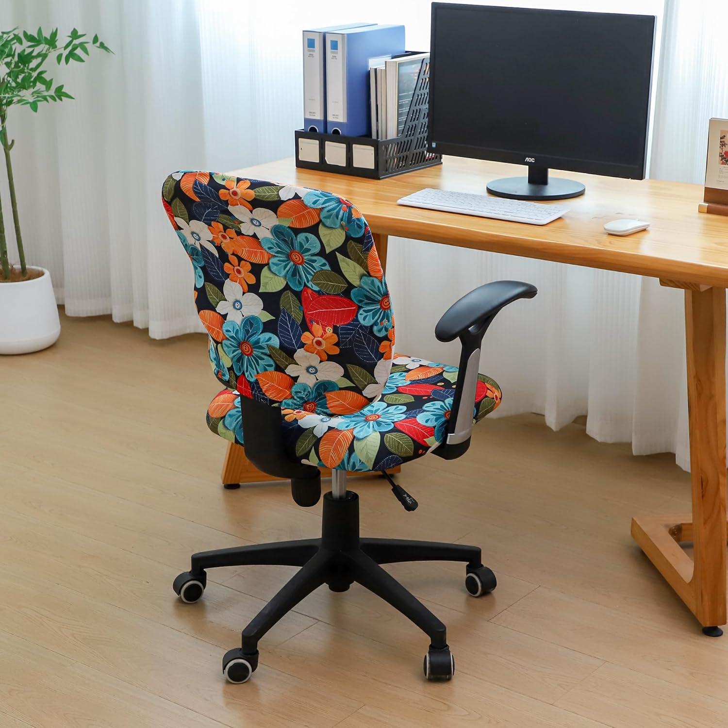 Fundas de Silla de Oficina Divididas FORCHEER Flores Lujosas