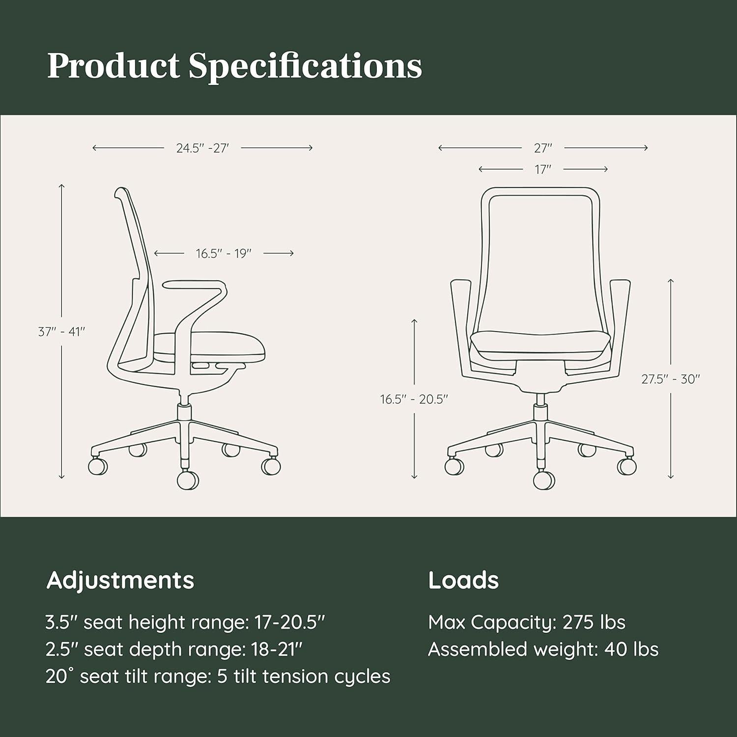 Silla Ejecutiva Ergonómica Branch Verve - Soporte Lumbar Ajustable - Hasta 125 kg - Color Mist