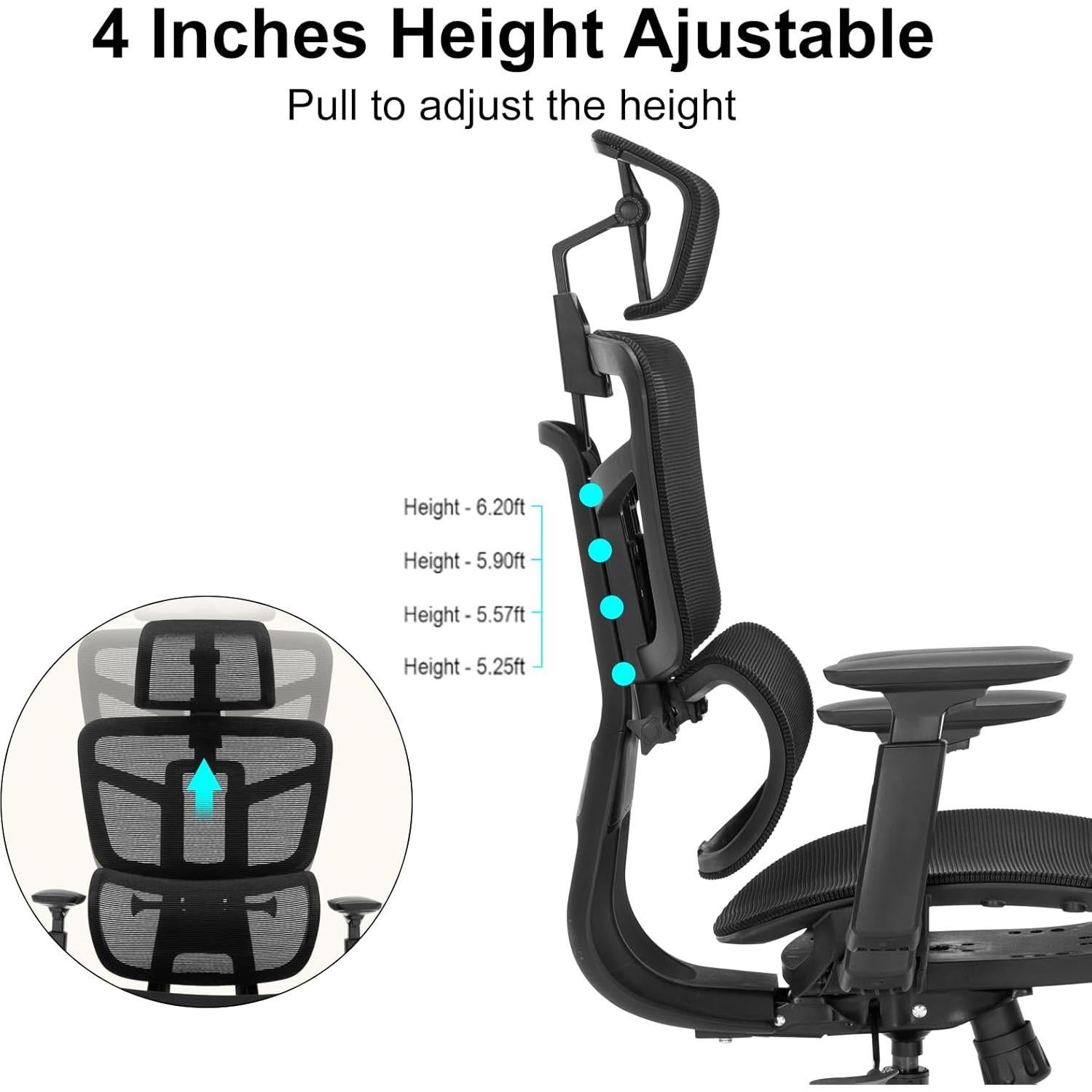 Silla de Oficina Ergonómica LVVEZin con Soporte Lumbar Ajustable