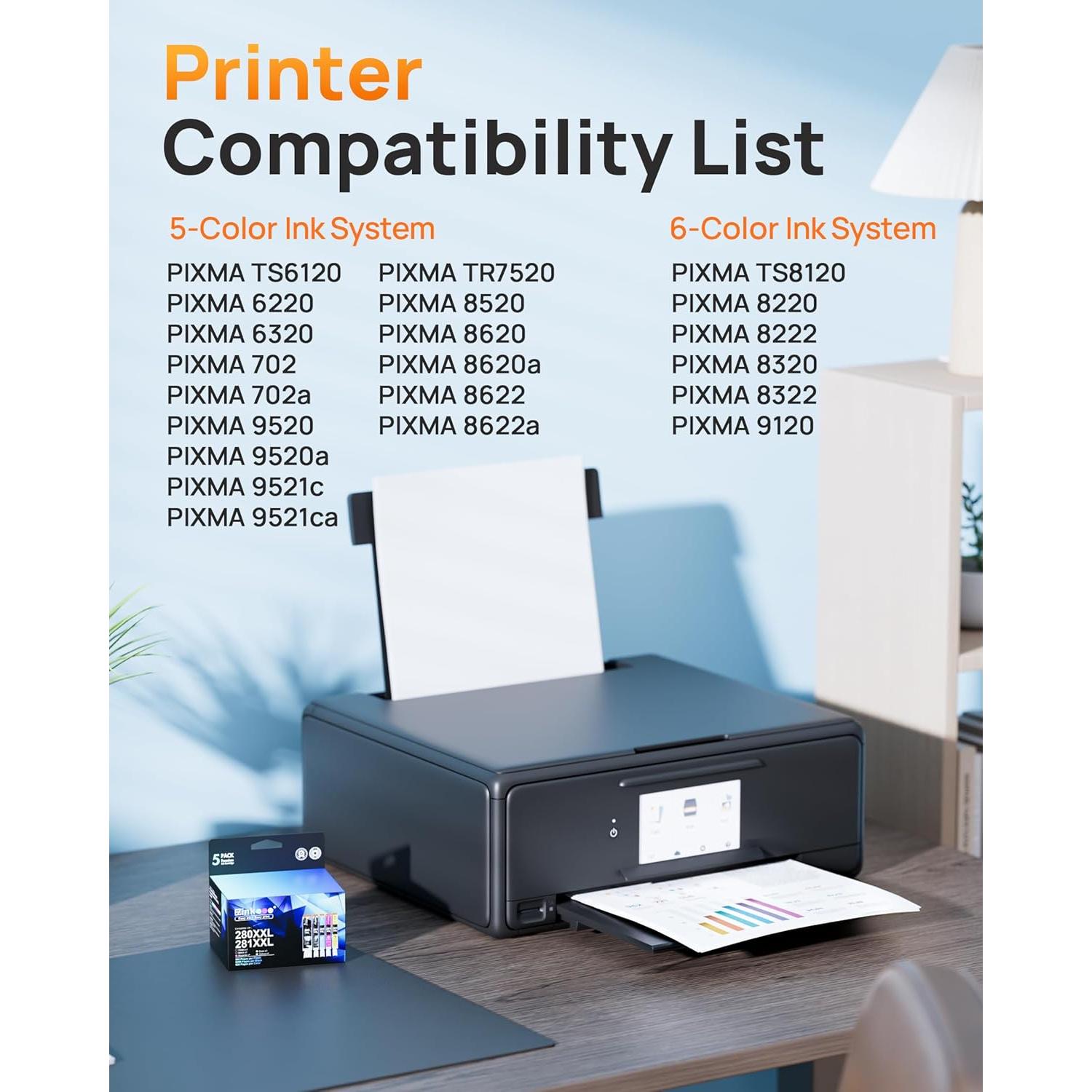 Cartuchos de tinta E-Z Ink para Canon PGI-280XXL CLI-281XXL - 5 Piezas