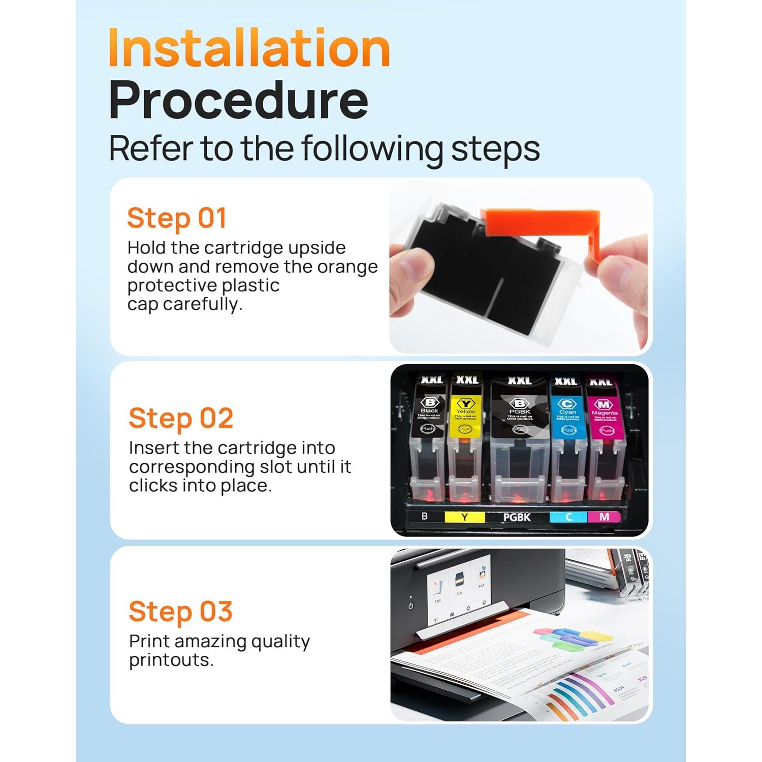 Cartuchos de tinta E-Z Ink para Canon PGI-280XXL CLI-281XXL - 5 Piezas