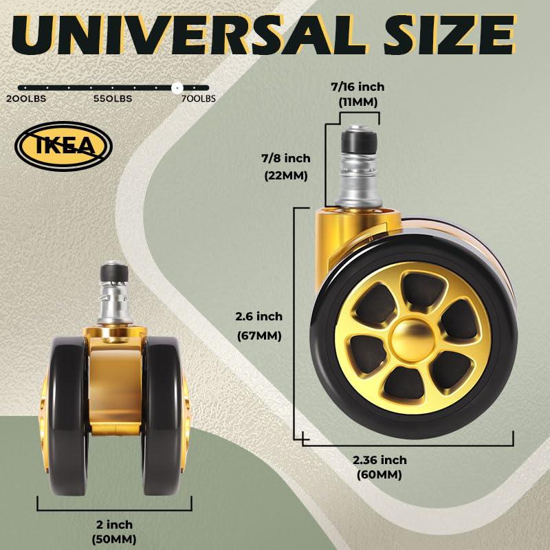 Ruedas de Reemplazo para Sillas de Oficina Wieyunn 6.35 cm