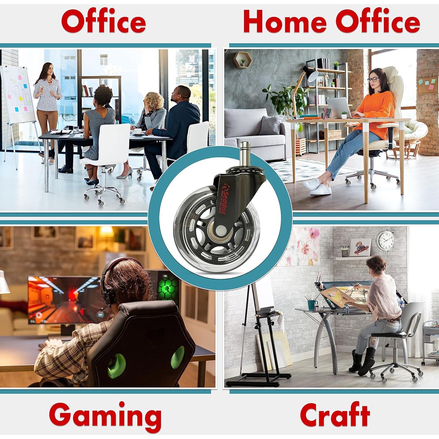 Juego de Ruedas de Reemplazo Seddox 3" para Sillas de Oficina