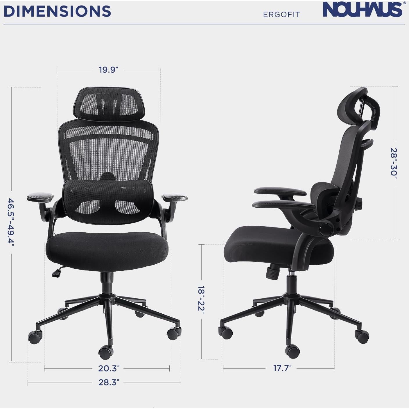 Silla de Oficina Ergonómica Nouhaus N20 Negra con Soporte Lumbar