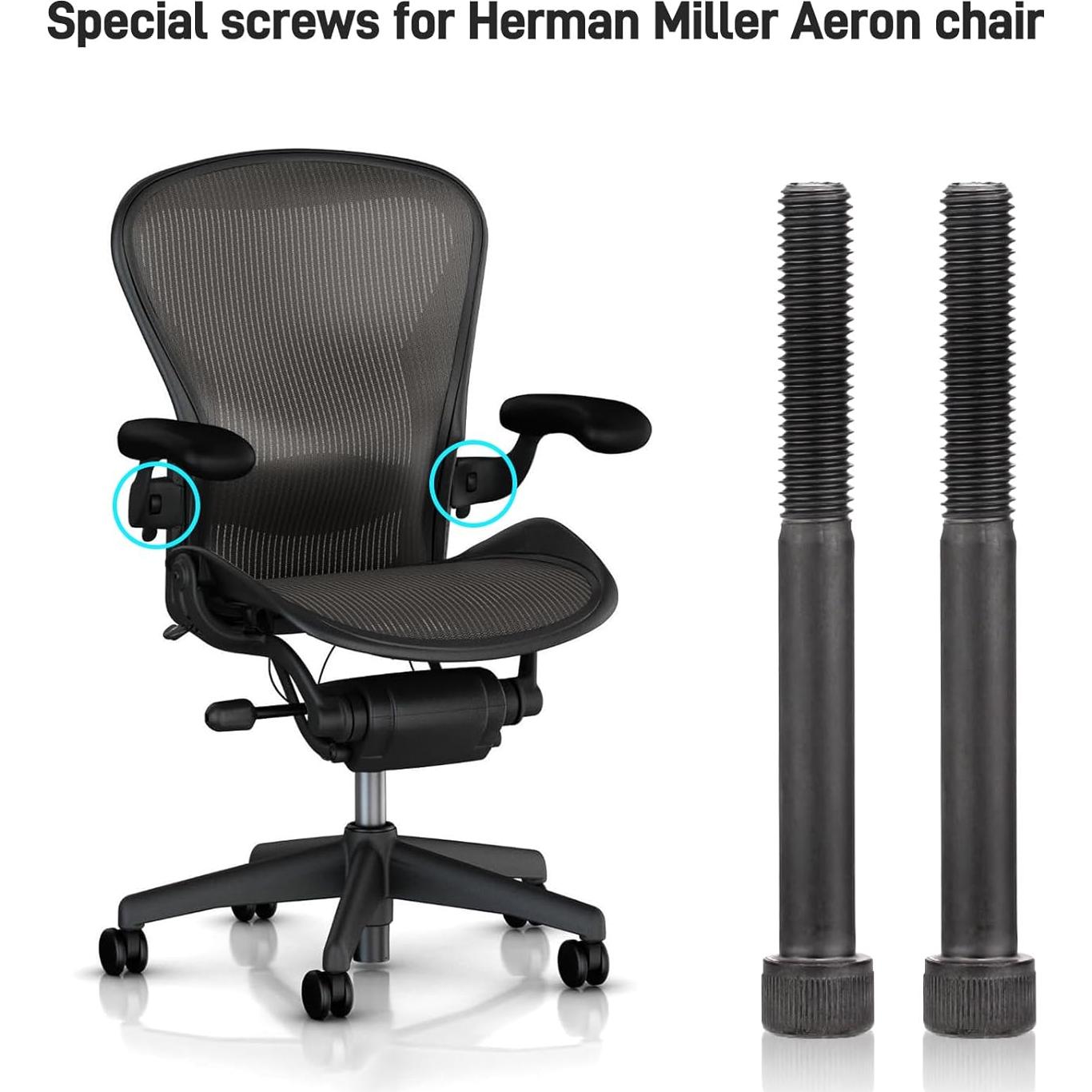 Pernos de acero aleado para brazos de silla Herman Miller Aeron - Kit de reemplazo