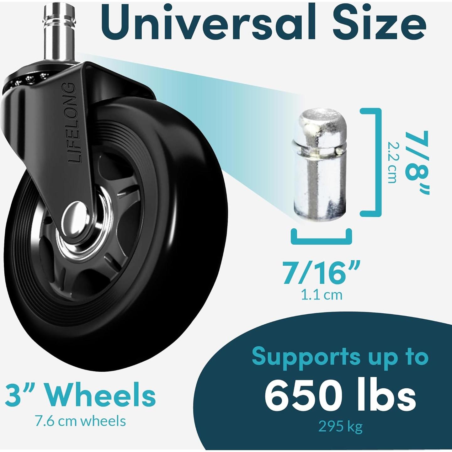 Ruedas de Silla de Oficina Lifelong 7.62cm Alta Resistencia Juego de 5