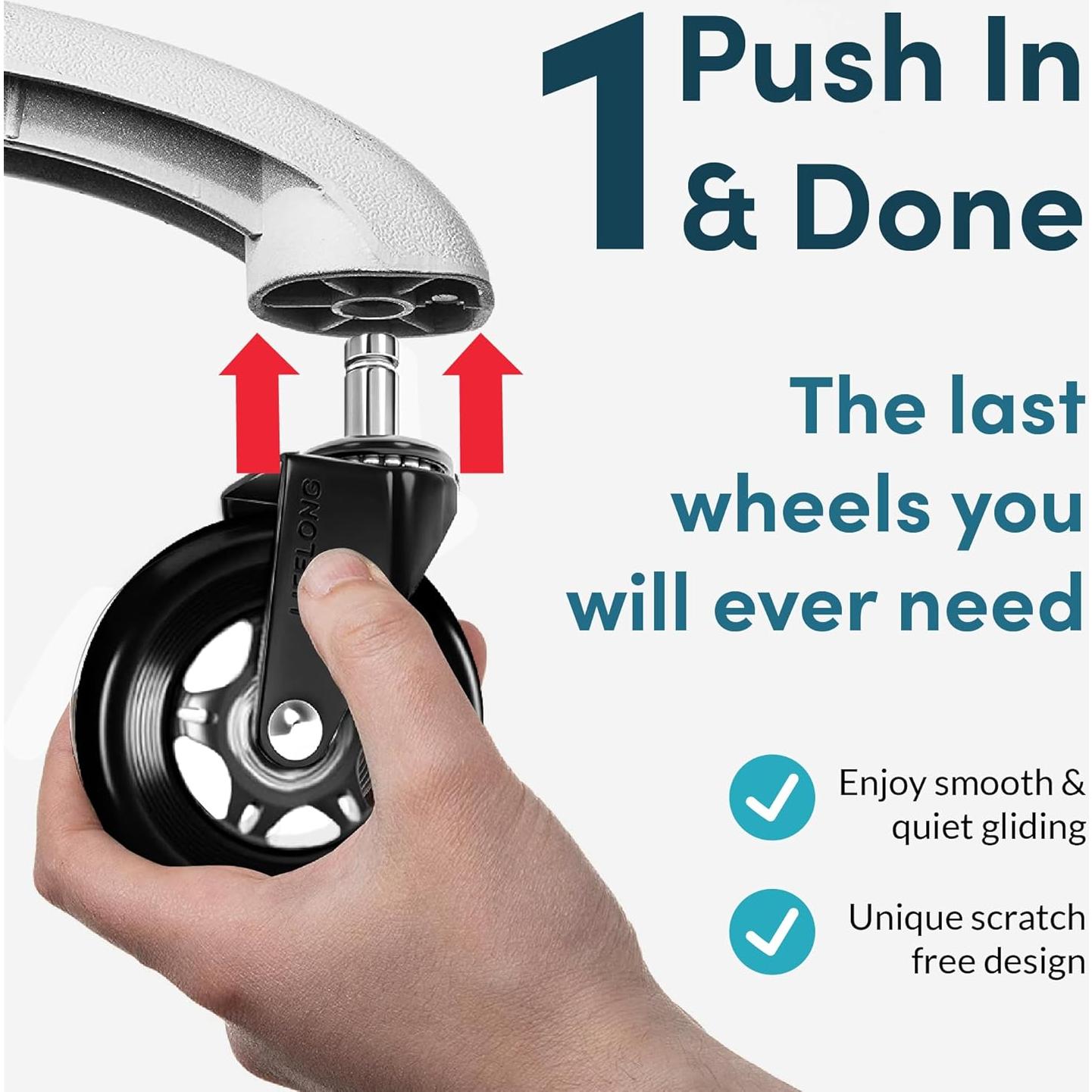 Ruedas de Silla de Oficina Lifelong 7.62cm Alta Resistencia Juego de 5