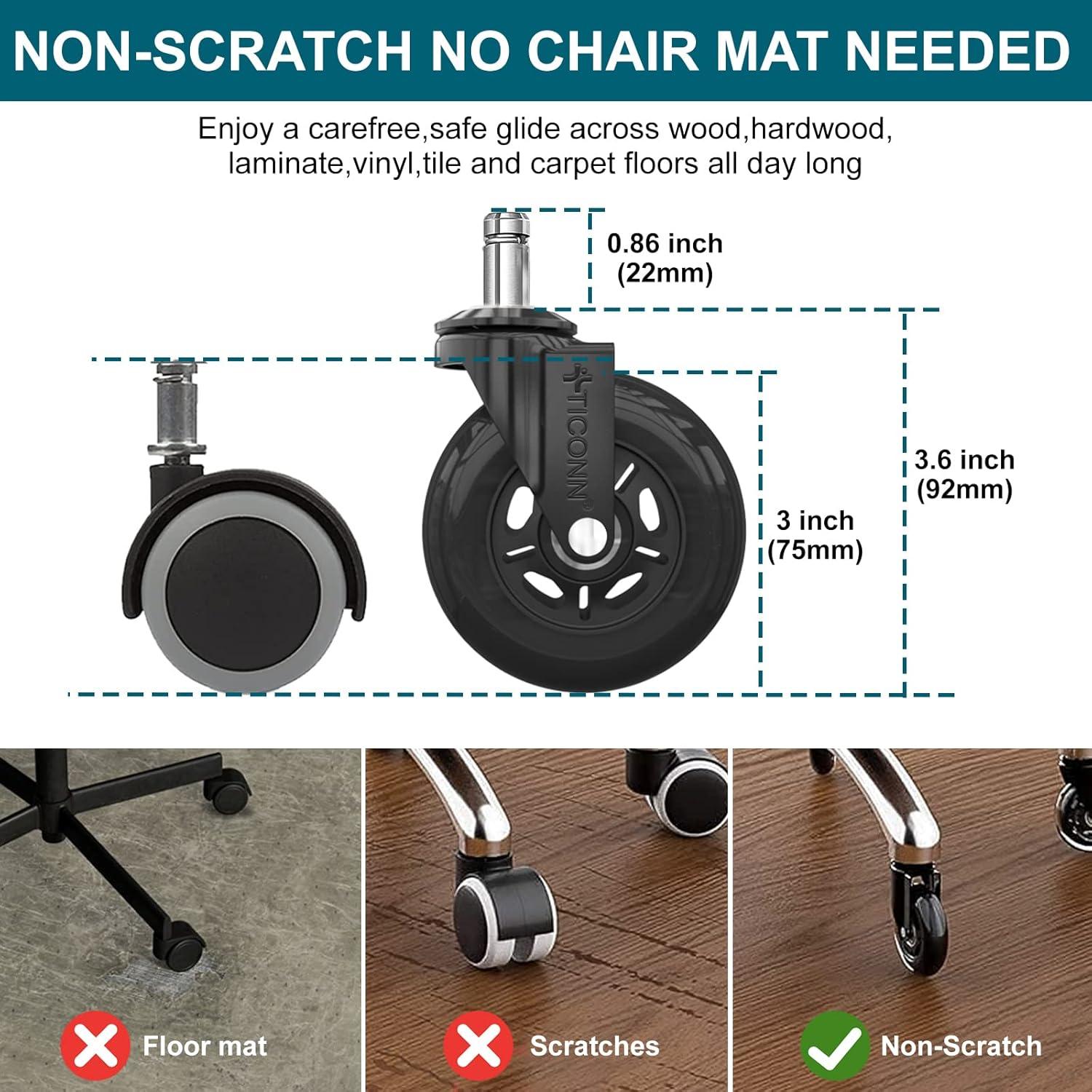 Juego de Ruedas para Sillas de Oficina TICONN 5 Unidades Negro