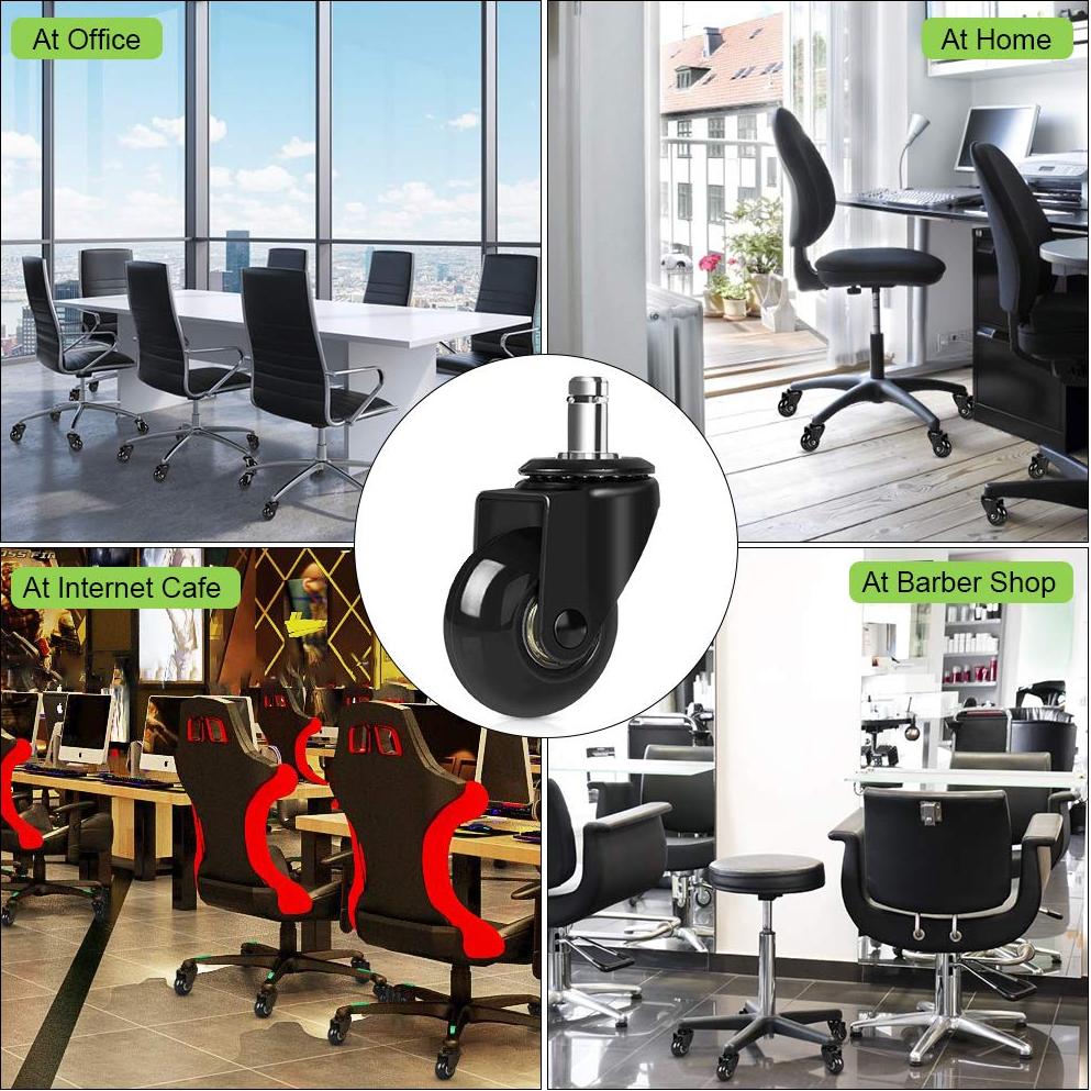 Ruedas de Caster para Sillas de Oficina MALLLALA 5.08 cm Negras