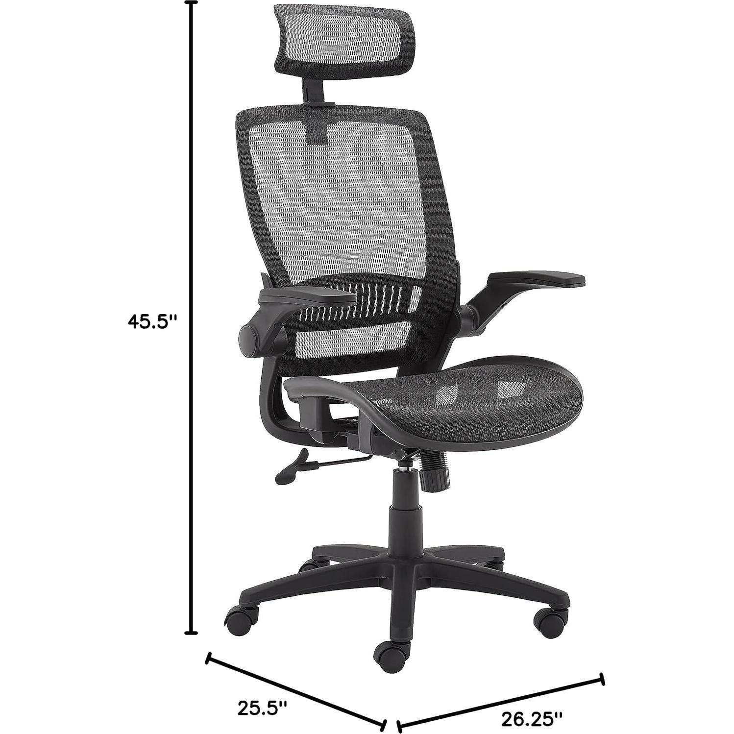 Silla de Oficina Ergonómica Amazon Basics, Malla Negra, 125 cm