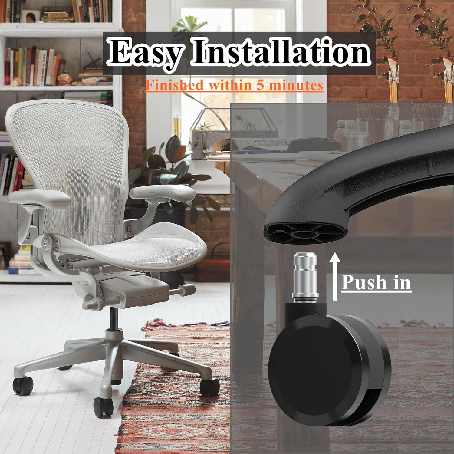 Ruedas de Reemplazo para Sillas Herman Miller Aeron - 60mm - Juego de 5