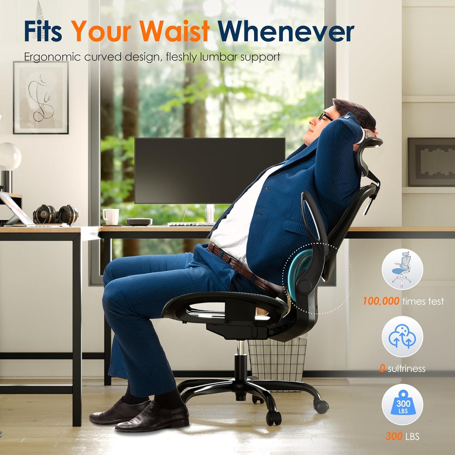 Silla de Oficina Ergonómica GABRYLLY GY1108, Malla Negra Ajustable