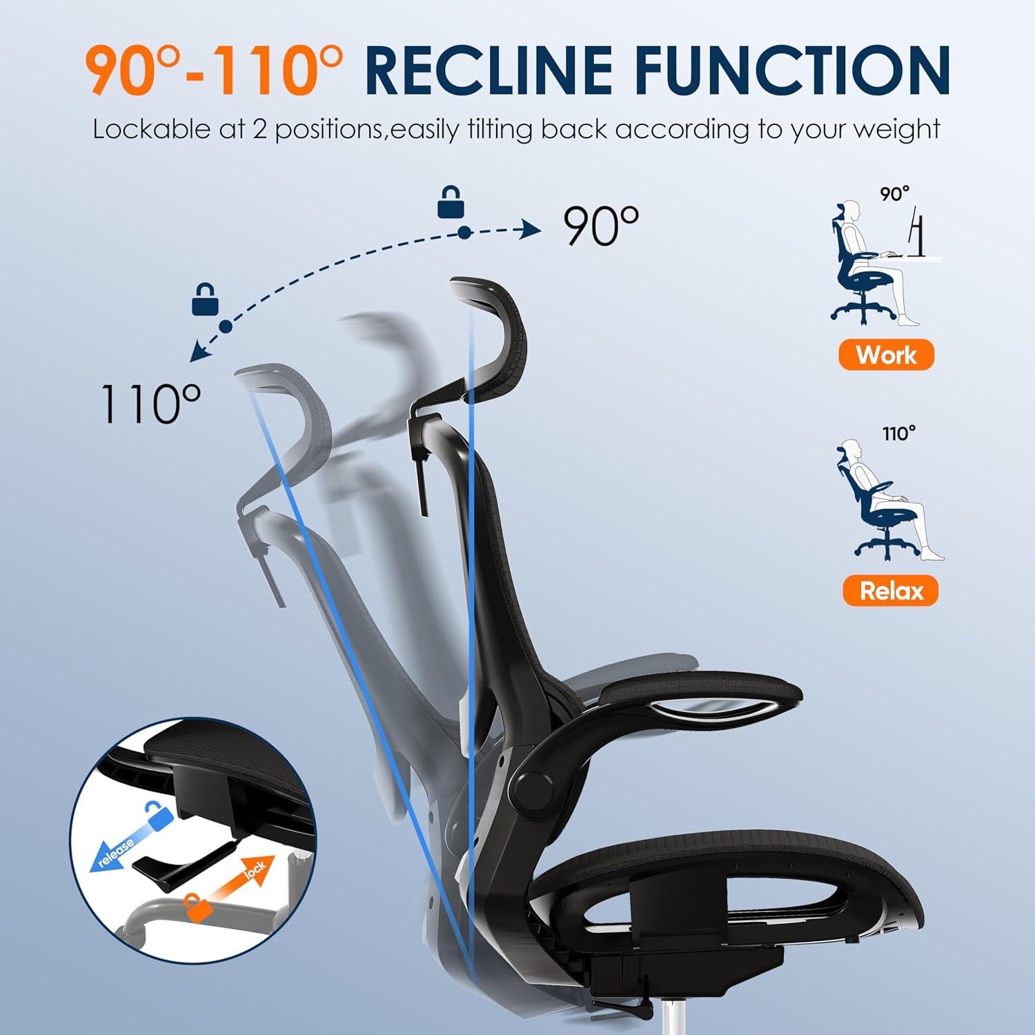 Silla de Oficina Ergonómica GABRYLLY GY1108, Malla Negra Ajustable