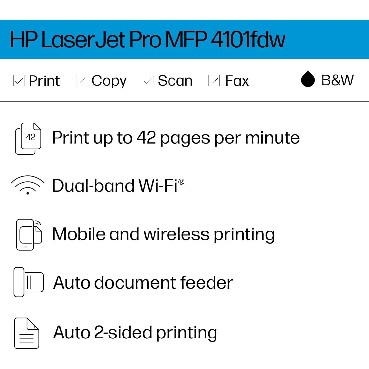 Impresora Láser Multifuncional HP LaserJet Pro 4101fdw