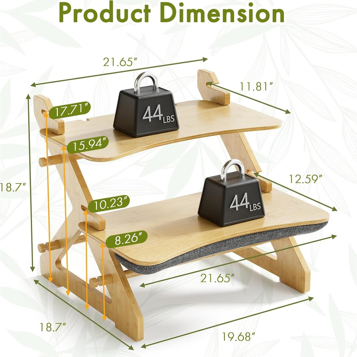 Convertidor de Escritorio de Bambú Amazer 55x47cm Ergonómico