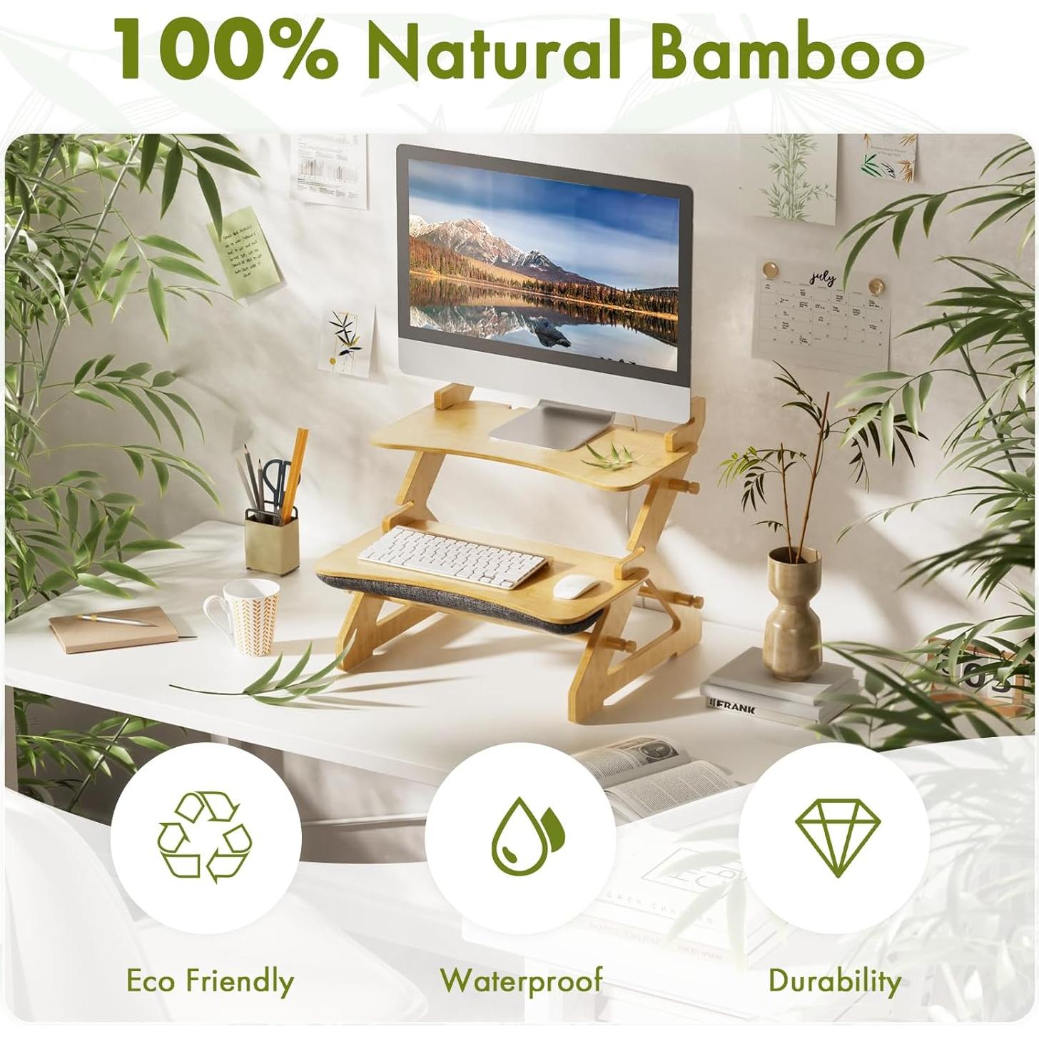 Convertidor de Escritorio de Bambú Amazer 55x47cm Ergonómico