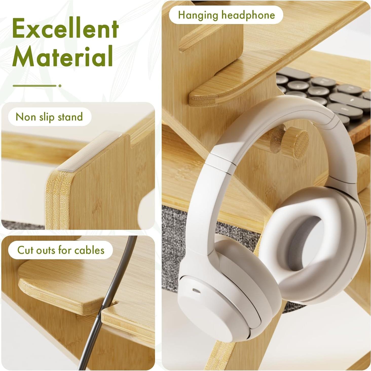 Convertidor de Escritorio de Bambú Amazer 55x47cm Ergonómico