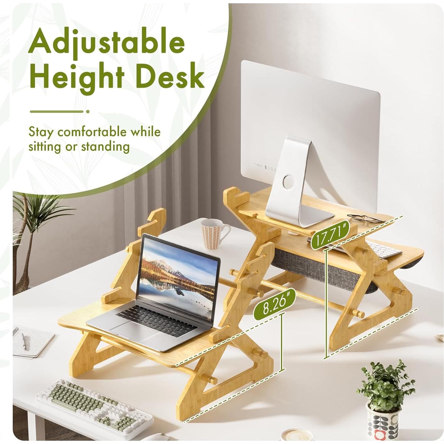 Convertidor de Escritorio de Bambú Amazer 55x47cm Ergonómico