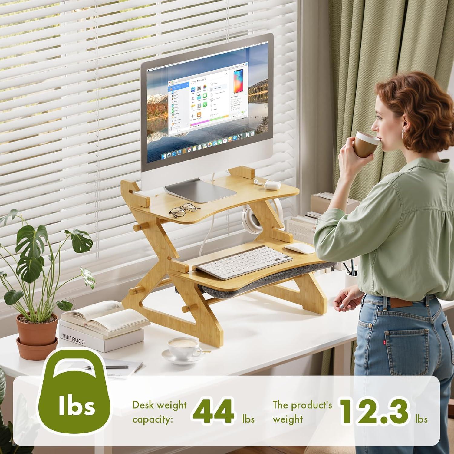 Convertidor de Escritorio de Bambú Amazer 55x47cm Ergonómico