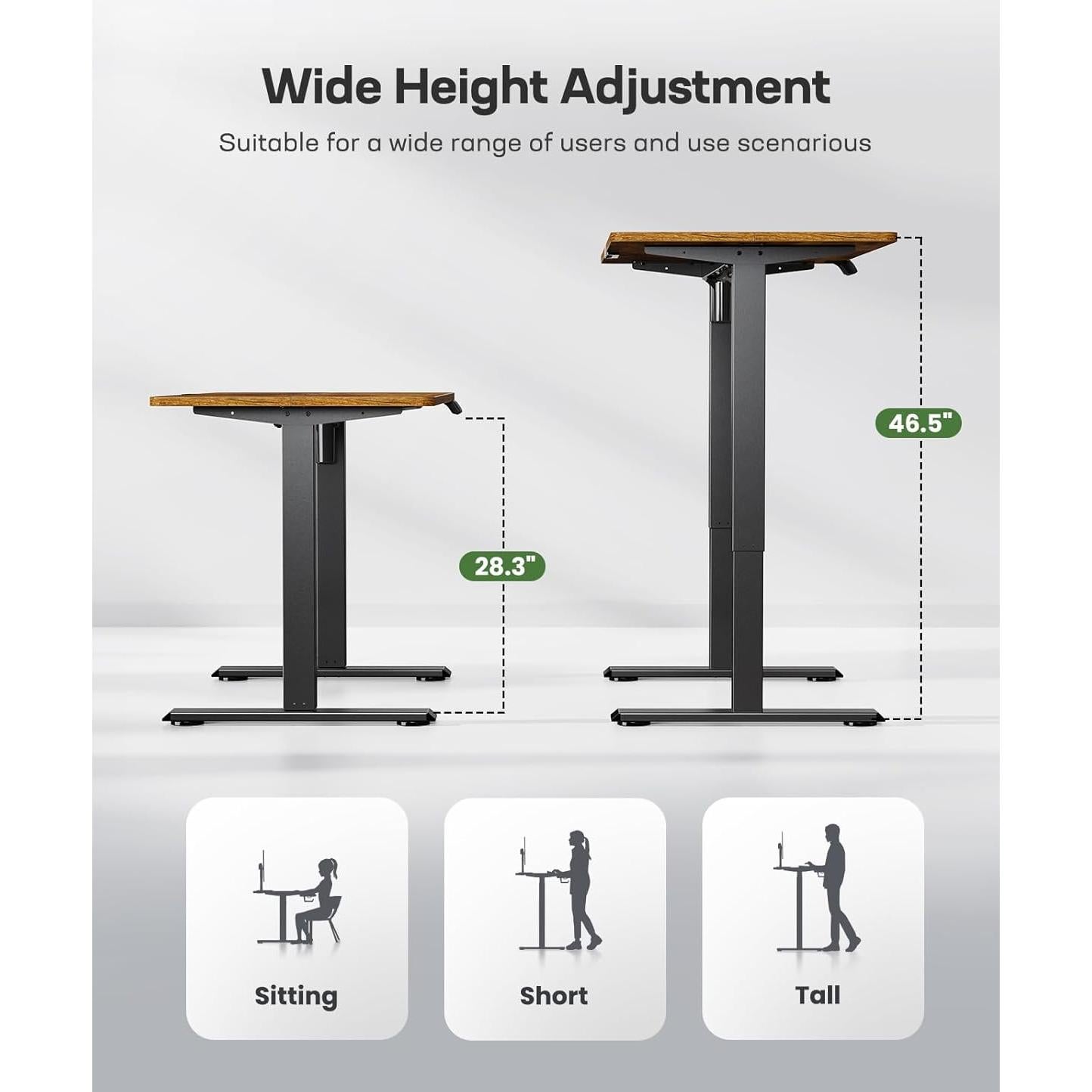 Escritorio de Pie Eléctrico Marsail 48x24" Ajustable con Memoria