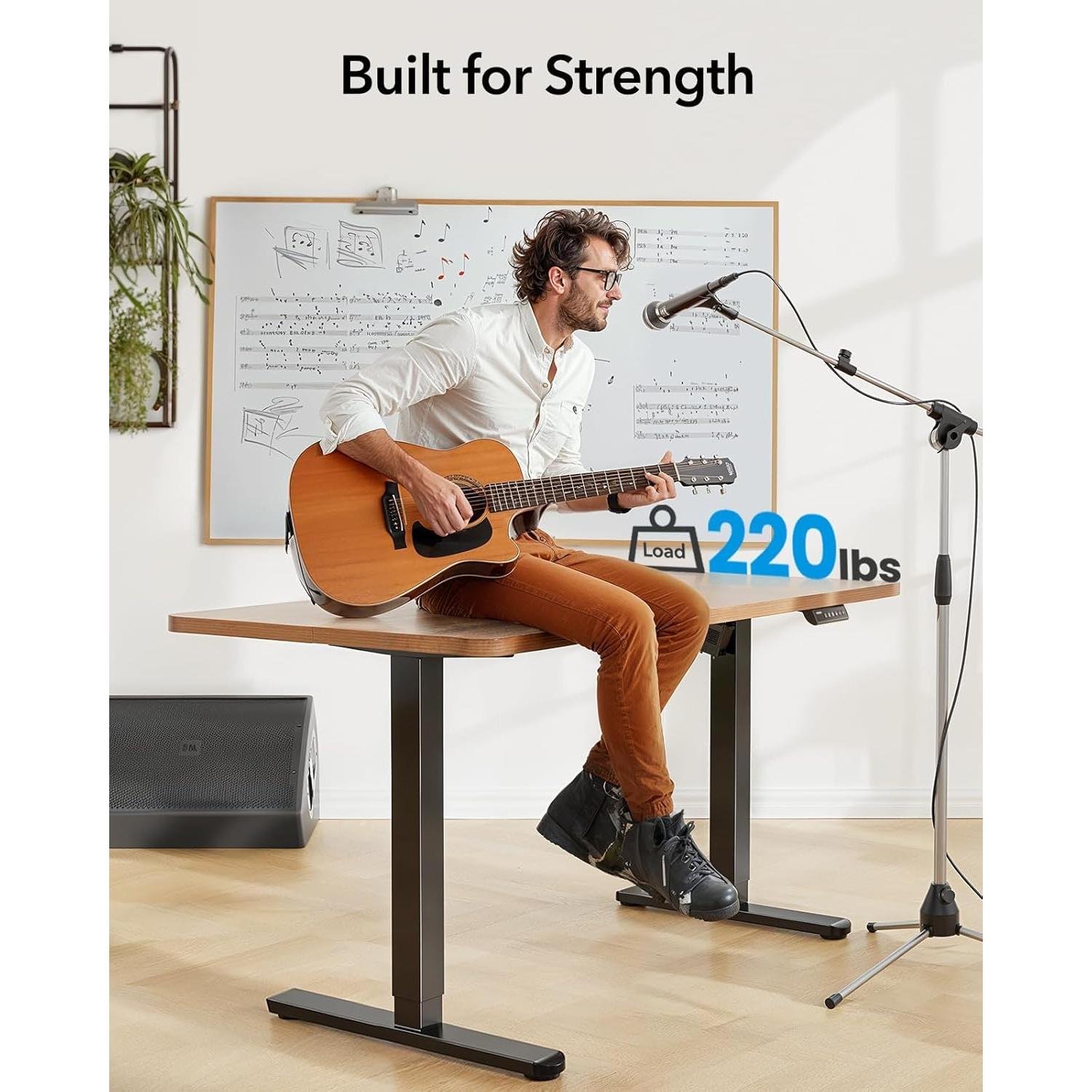 Marco de Escritorio Elevable HUANUO Ajustable Negro 105.9x61 cm