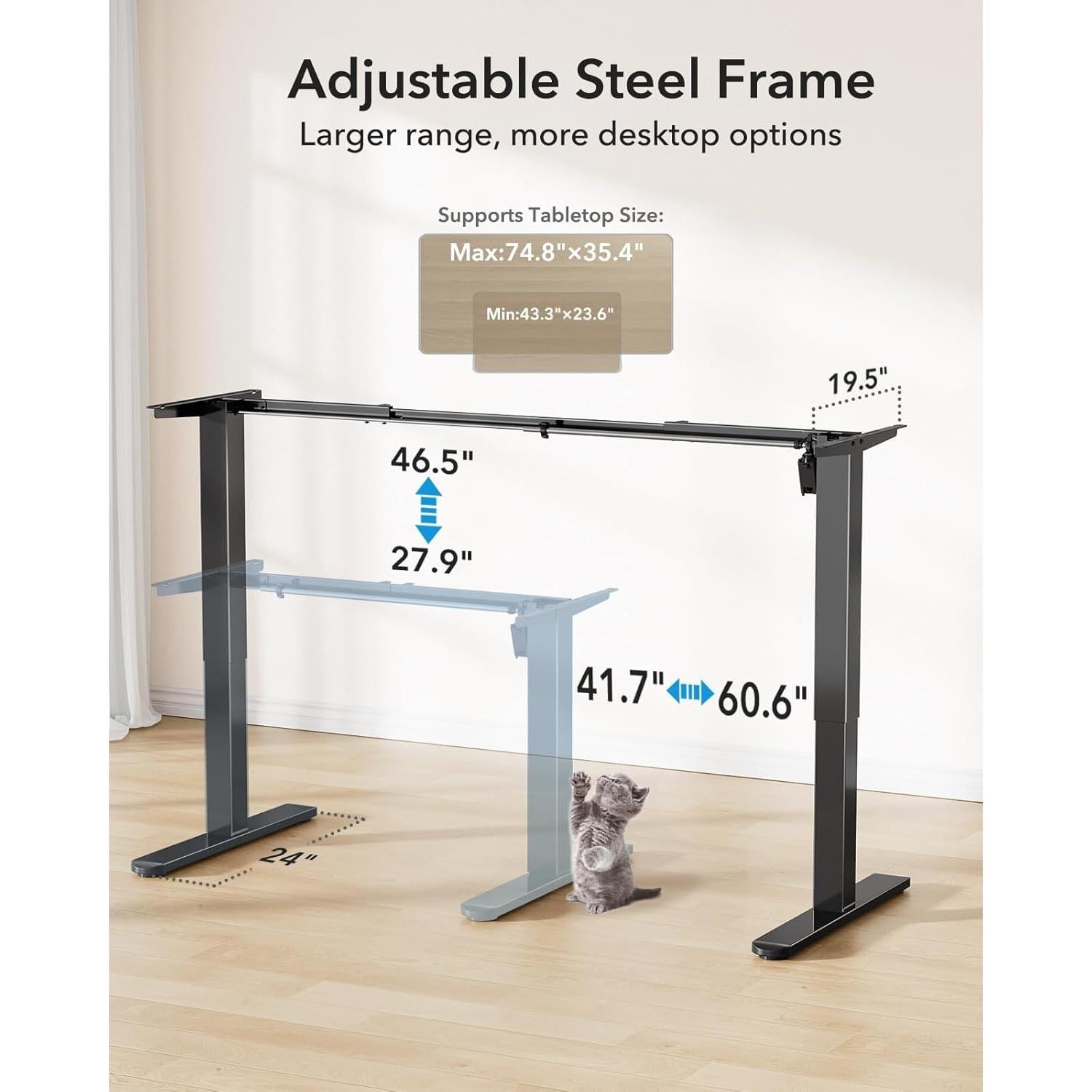 Marco de Escritorio Elevable HUANUO Ajustable Negro 105.9x61 cm