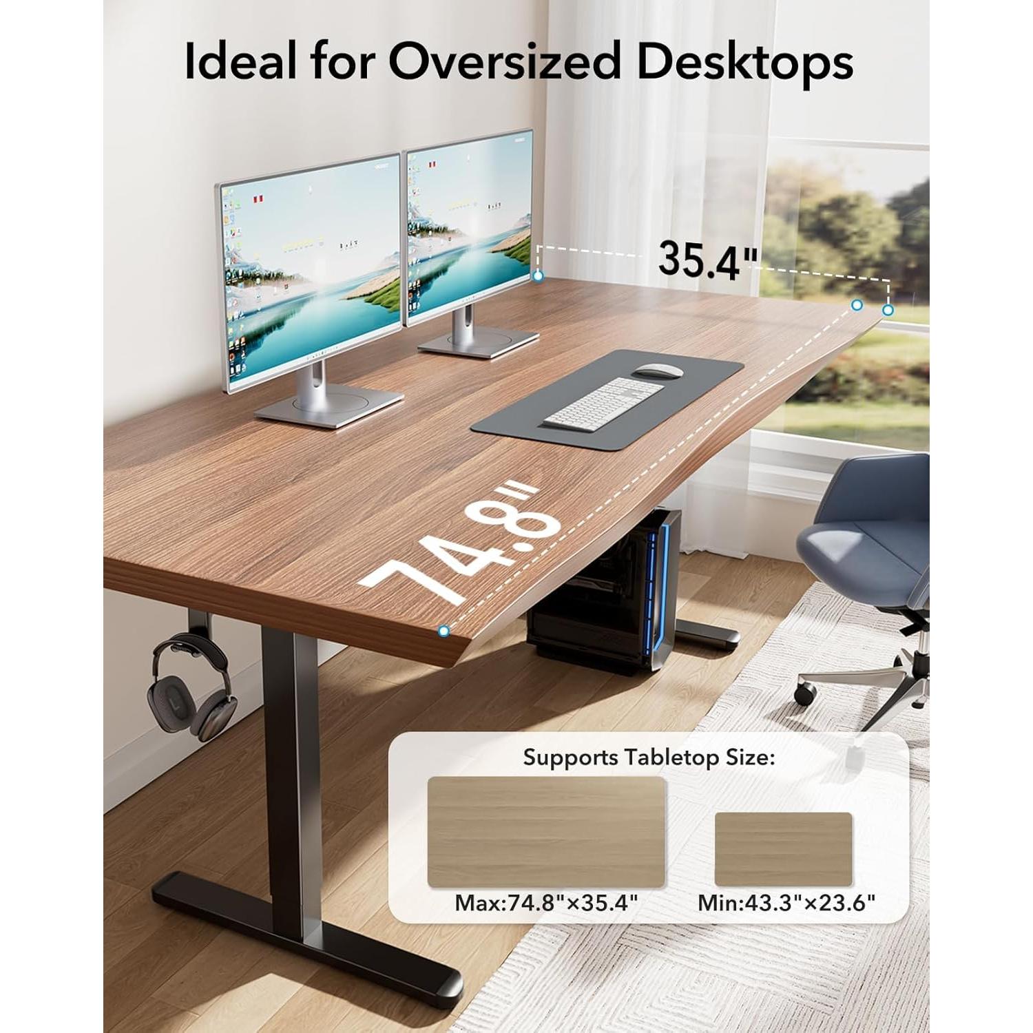 Marco de Escritorio Elevable HUANUO Ajustable Negro 105.9x61 cm