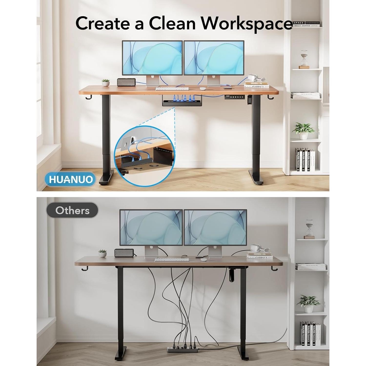 Marco de Escritorio Elevable HUANUO Ajustable Negro 105.9x61 cm