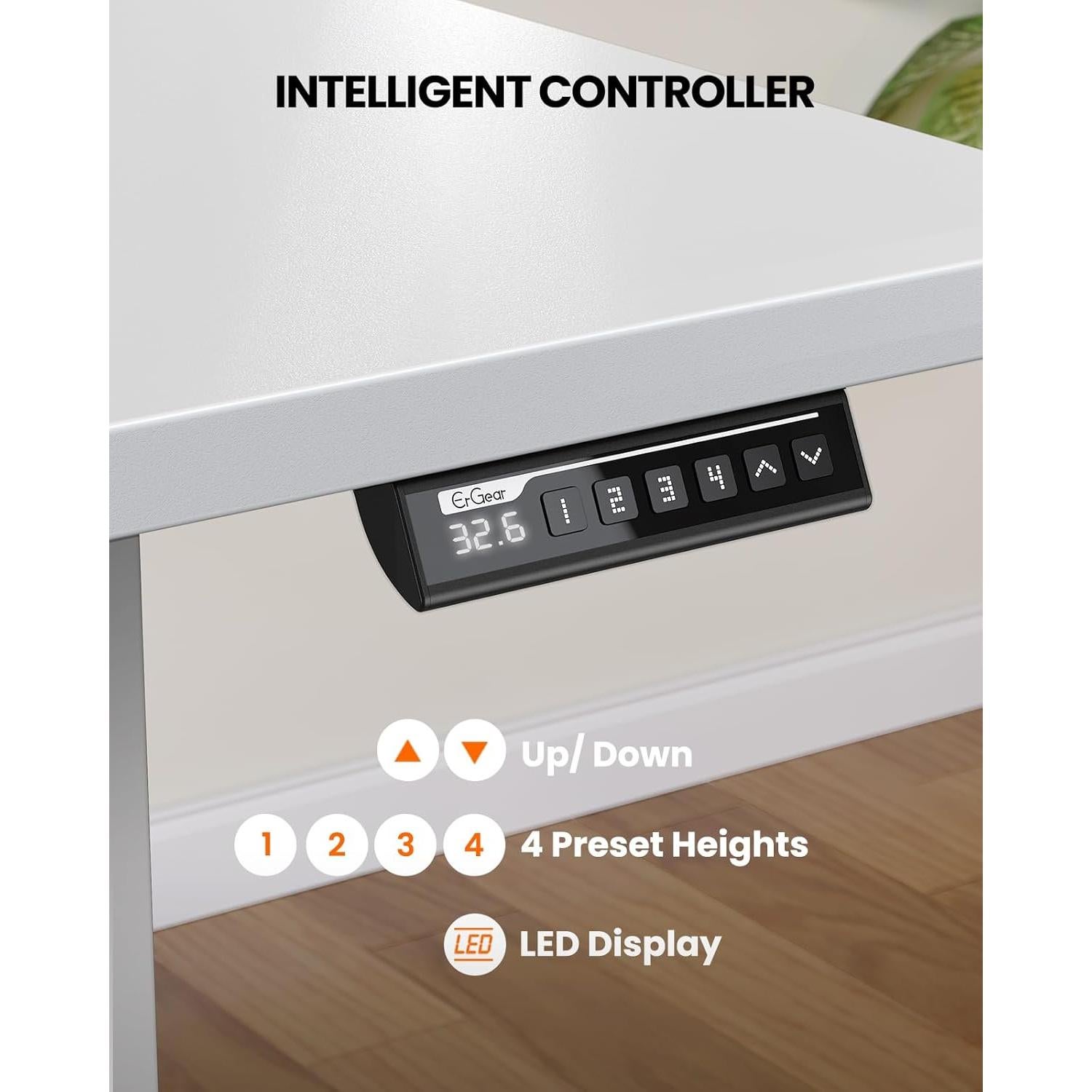 Escritorio Eléctrico Ajustable ErGear EGESD112W Blanco 139.7x71.1cm