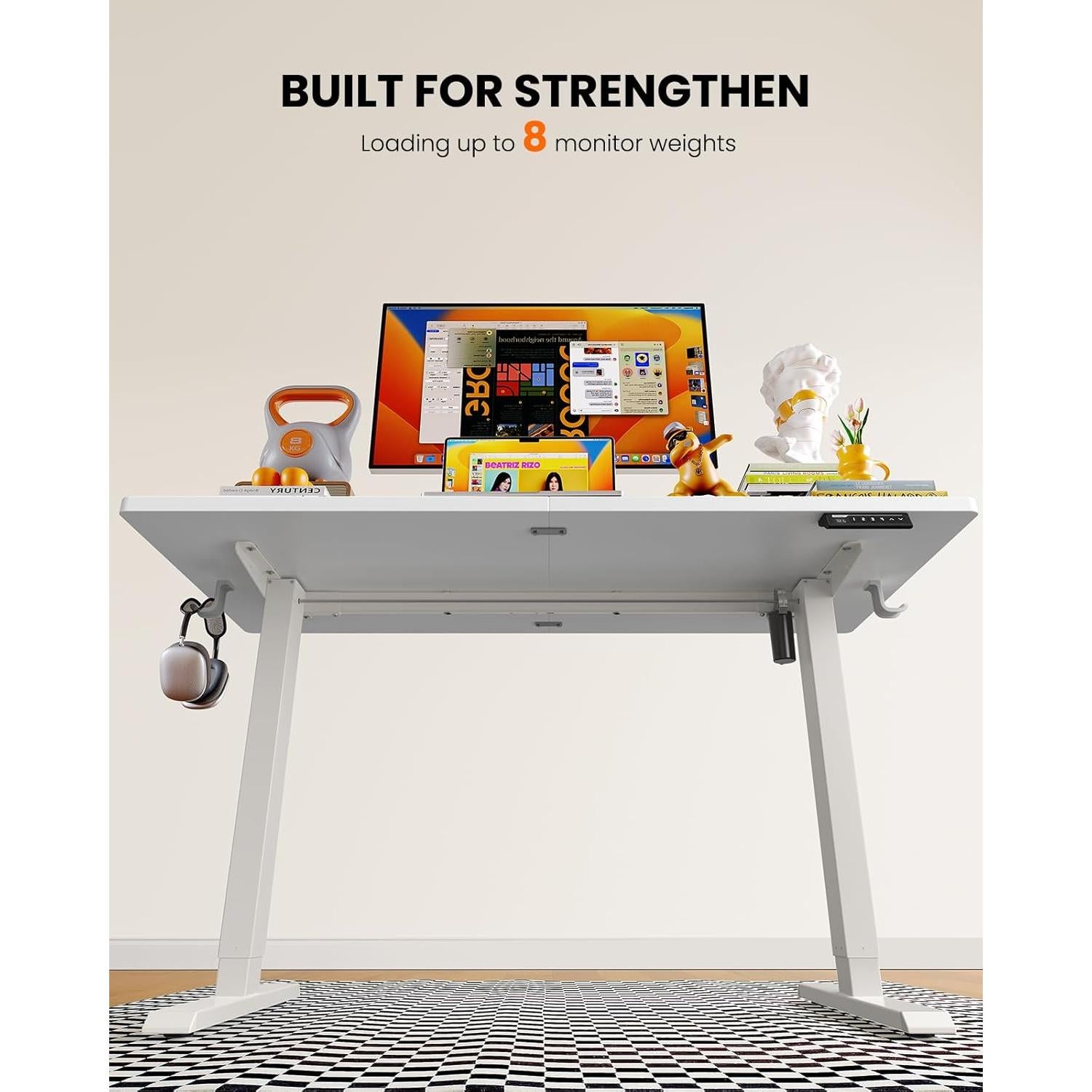 Escritorio Eléctrico Ajustable ErGear EGESD112W Blanco 139.7x71.1cm