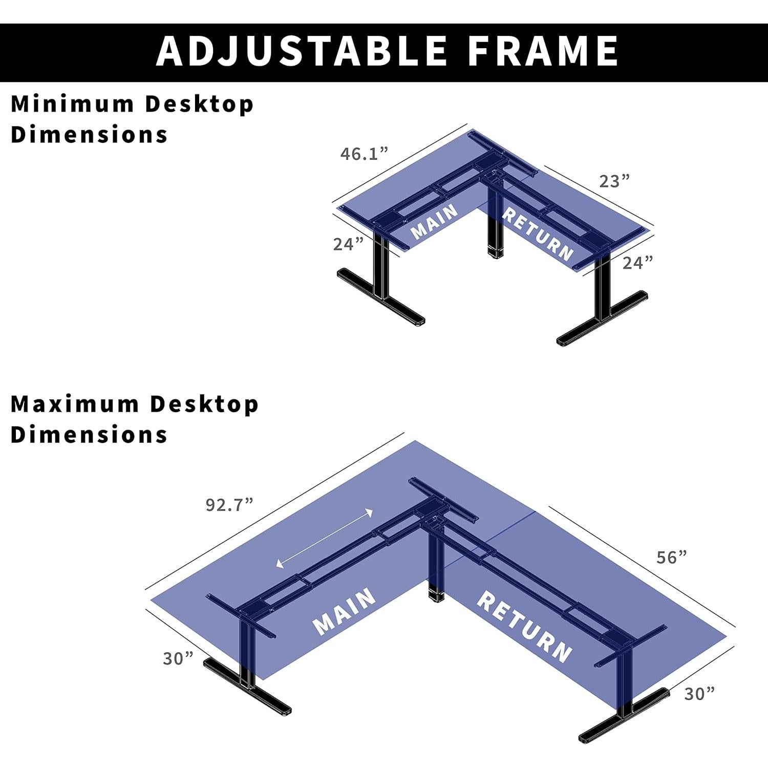 Marco de Escritorio Ajustable VIVO DESK-V133E en L Negro