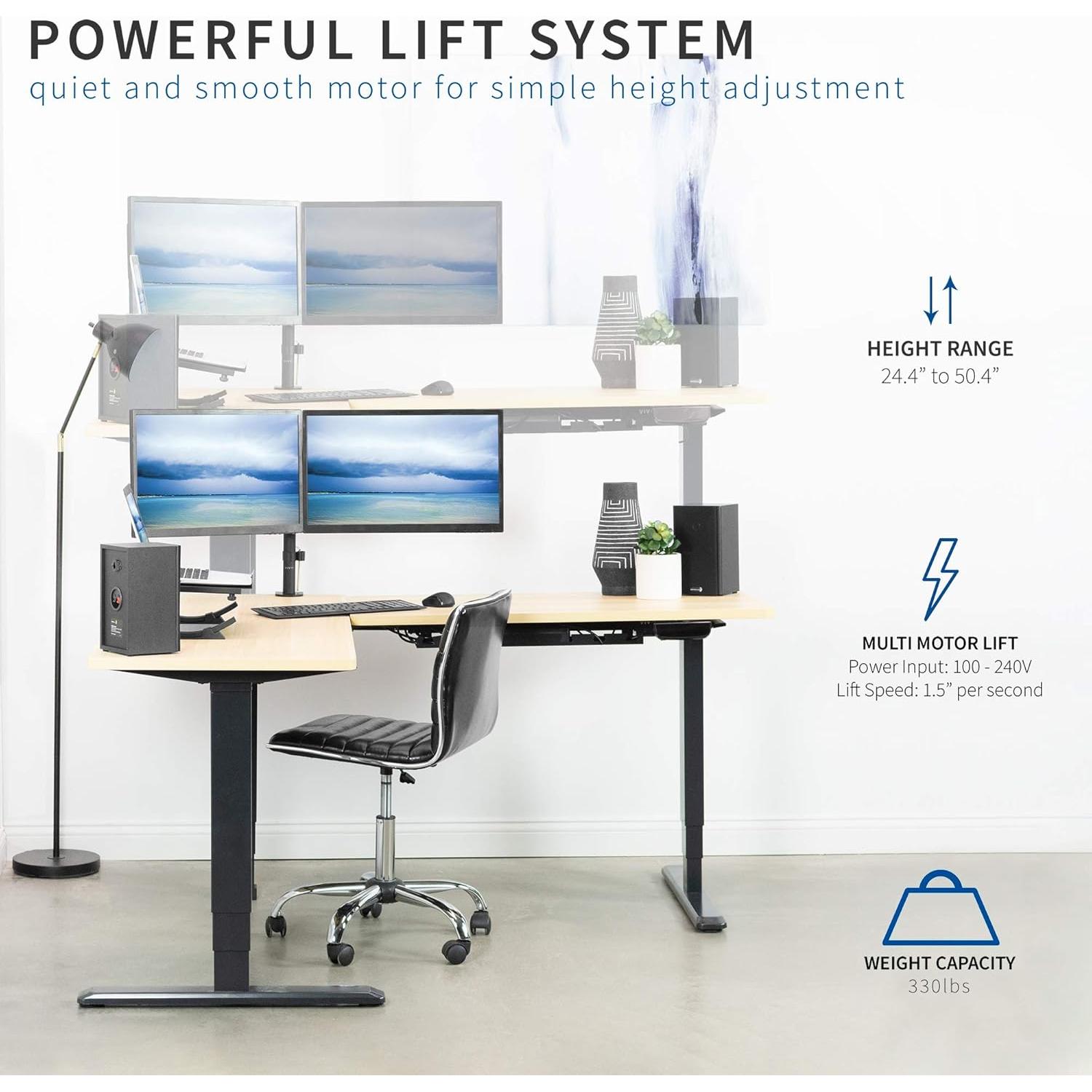 Marco de Escritorio Ajustable VIVO DESK-V133E en L Negro